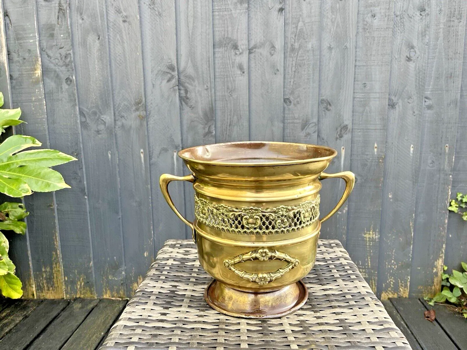 Antique C1880 Art Nouveau Rococo Regency Brass Champagne Pedestal Ice Bucket Af photo Home Decor