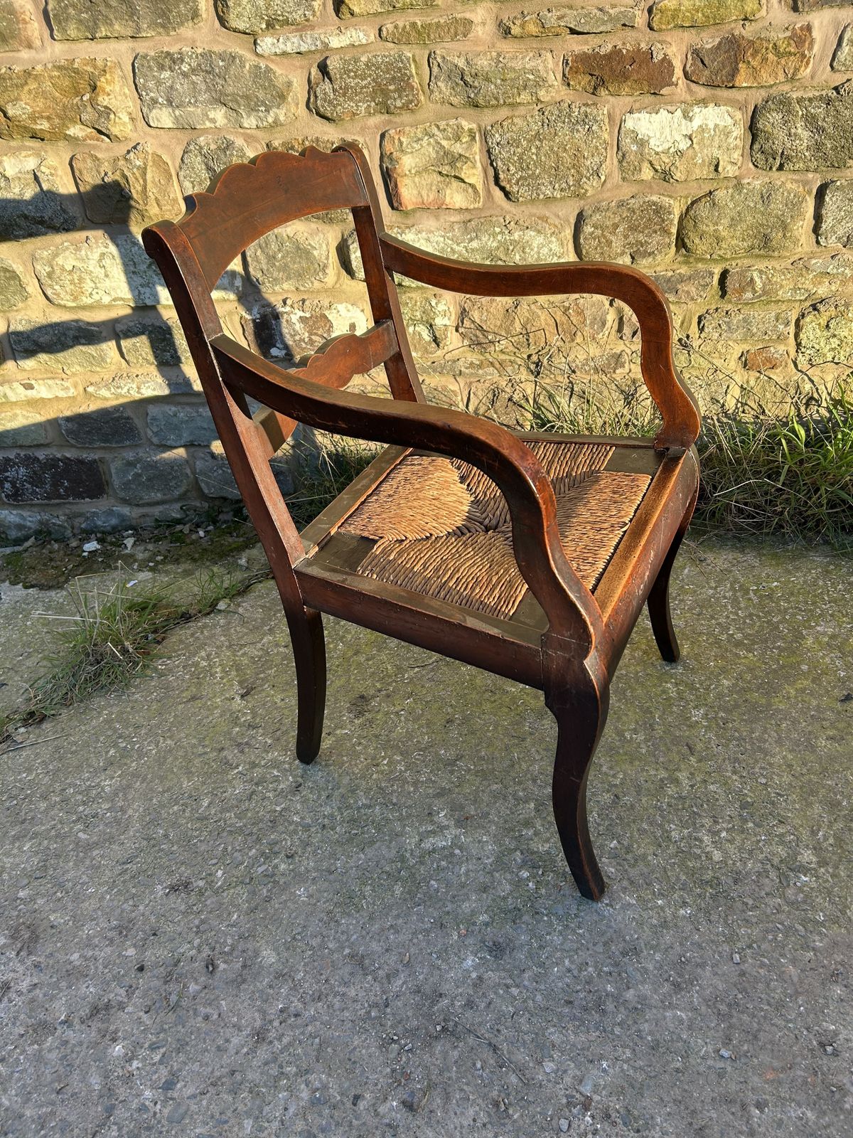 225.0 Victorian, Farm House, Sussex Arm Chair With Rush Seat. photo