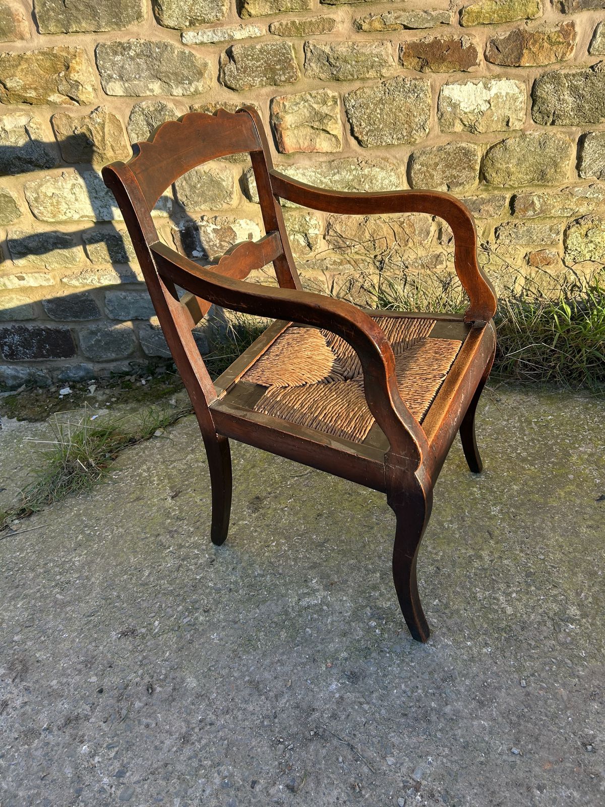 Victorian, Farm House, Sussex Arm Chair With Rush Seat.