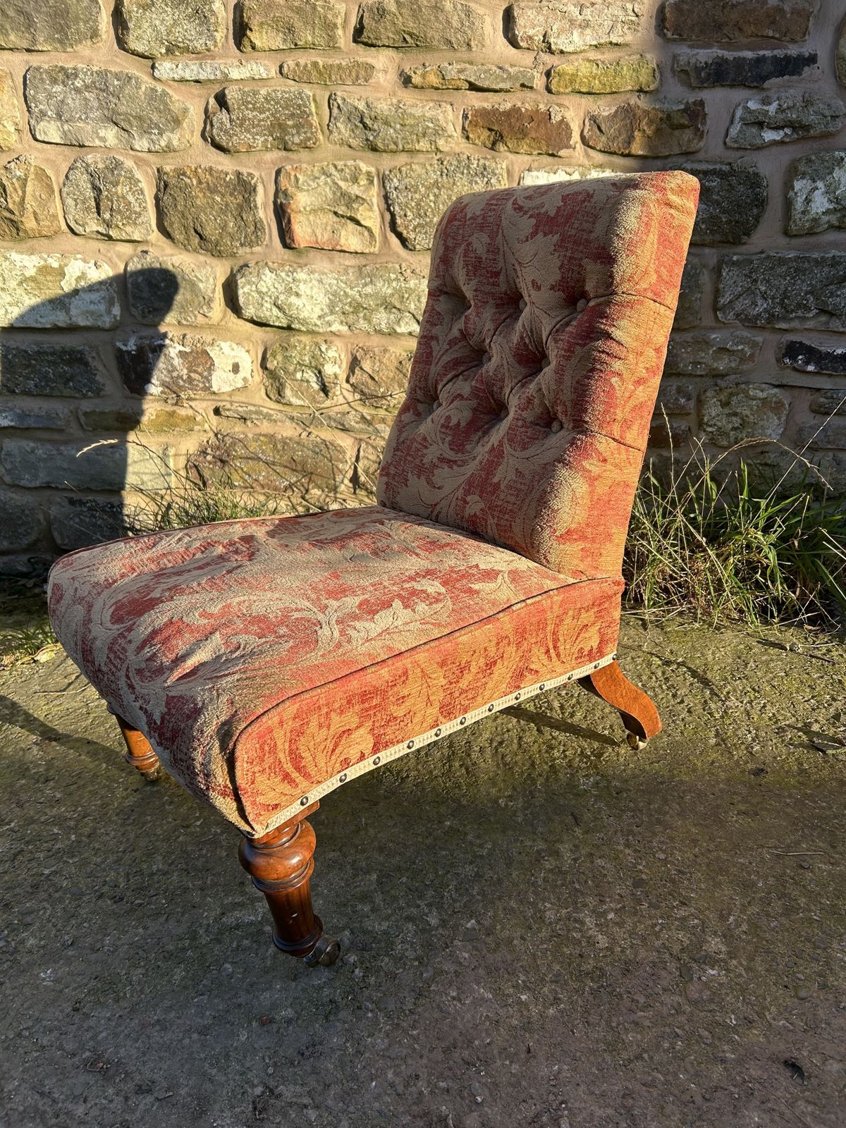 photo buy Reupholster Project Of A Victorian Edinburgh John Taylor And Son, Nursing Chair With Walnut Legs