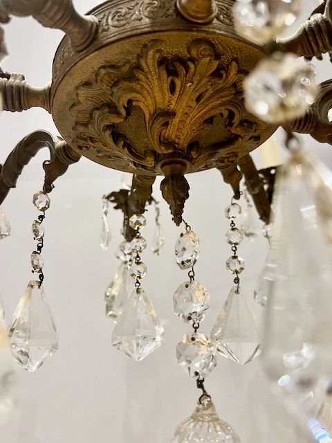 photo for sale A Pair Of Dark Framed Twelve Light Of French Rococo Chandeliers