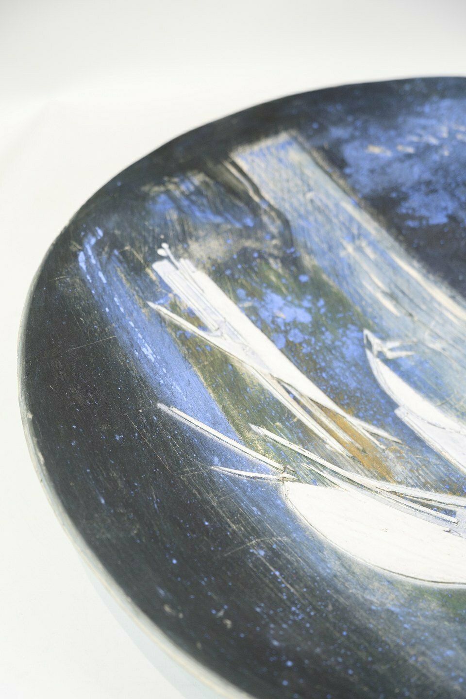 Unique Ceramic Dish With Motif Of Boats Sailing Under A Moonlit Sky By Jeppe Hagedorn Olsen (1929–2011) photo vinterior