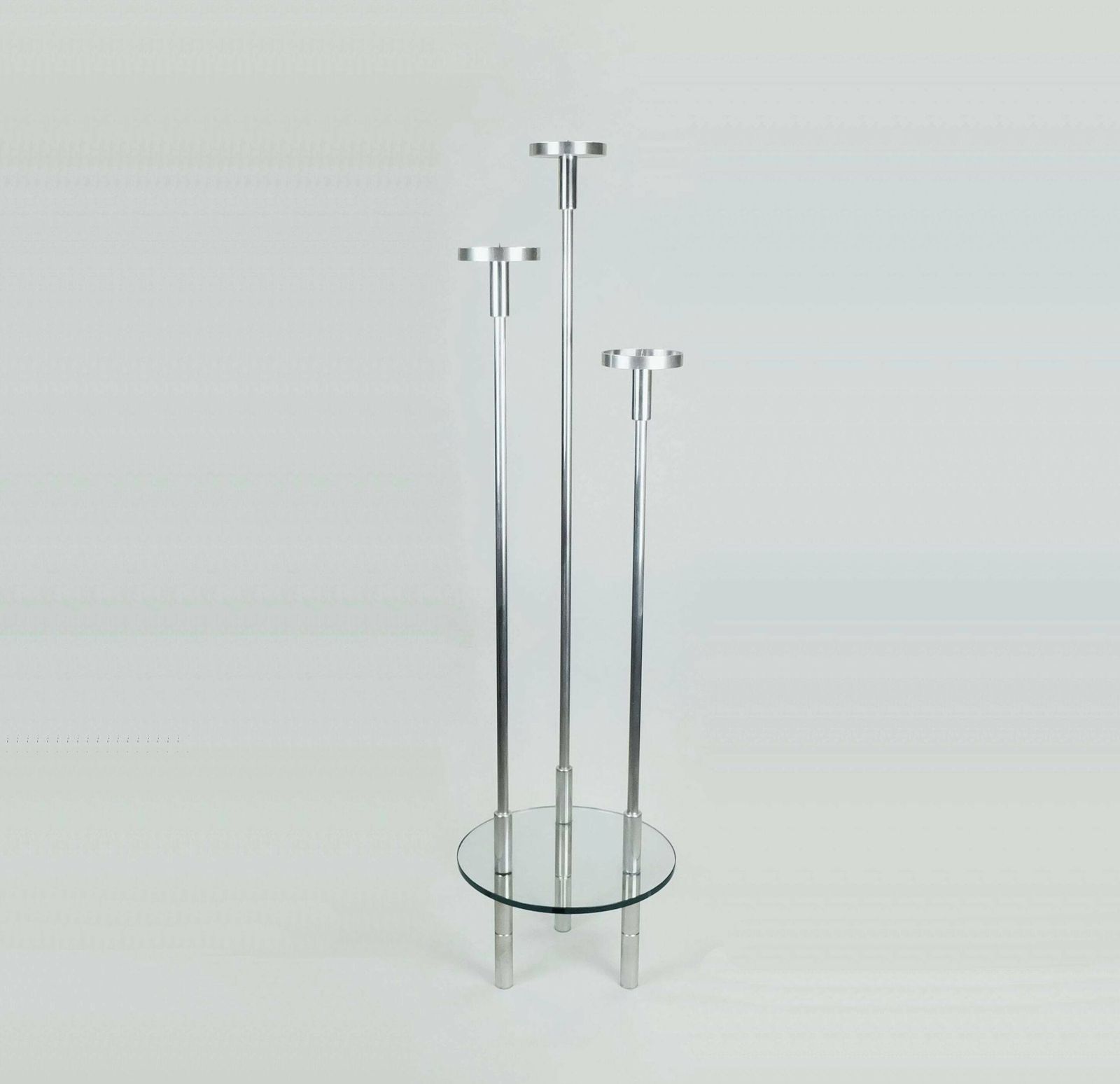 Large Knut Hesterberg Candle Holder Stainless Steel And Glass Candelabra 1970s photo vinterior