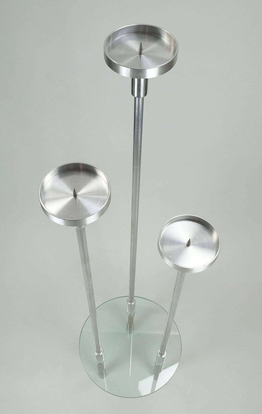 Large Knut Hesterberg Candle Holder Stainless Steel And Glass Candelabra 1970s photo vintage