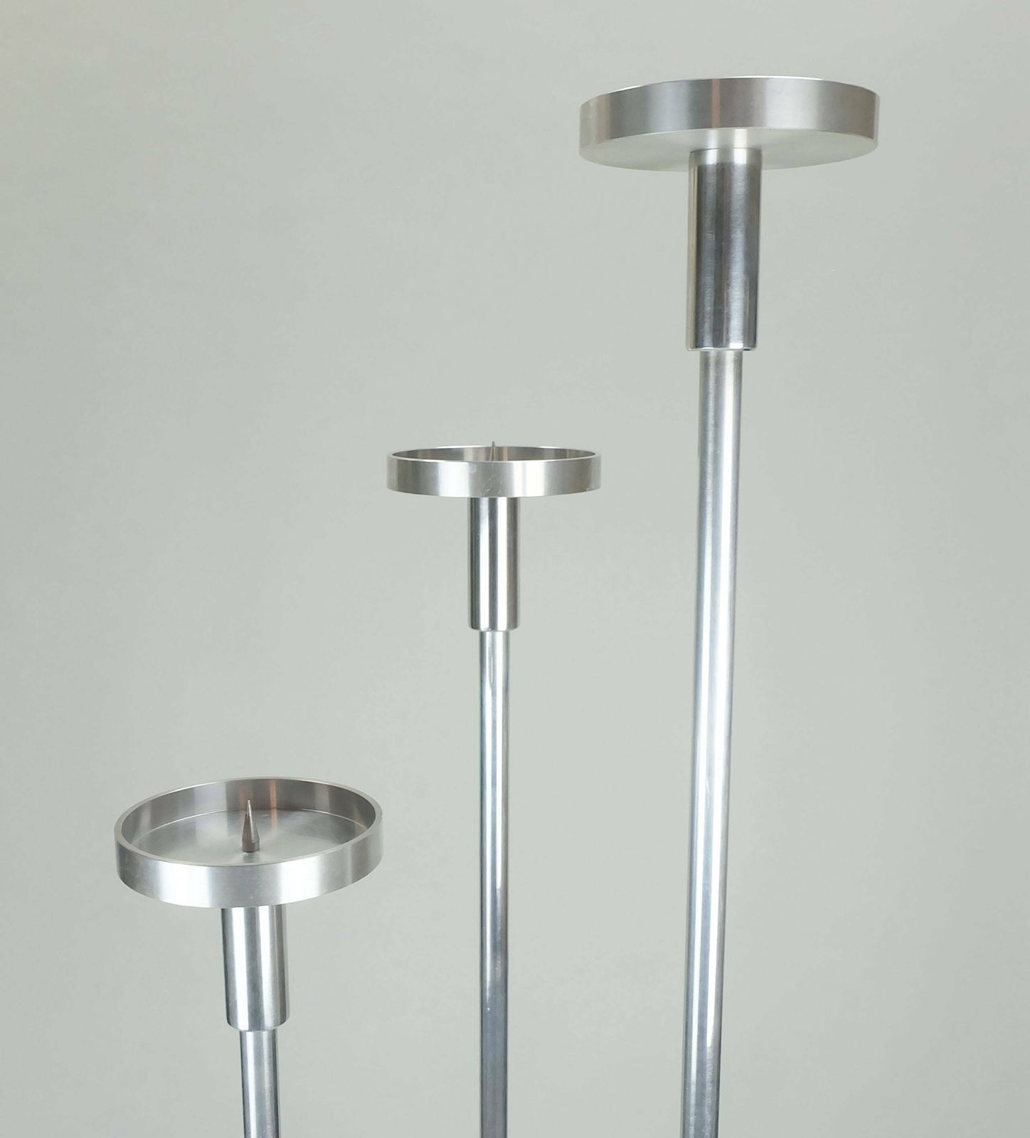 Home Decor Large Knut Hesterberg Candle Holder Stainless Steel And Glass Candelabra 1970s photo