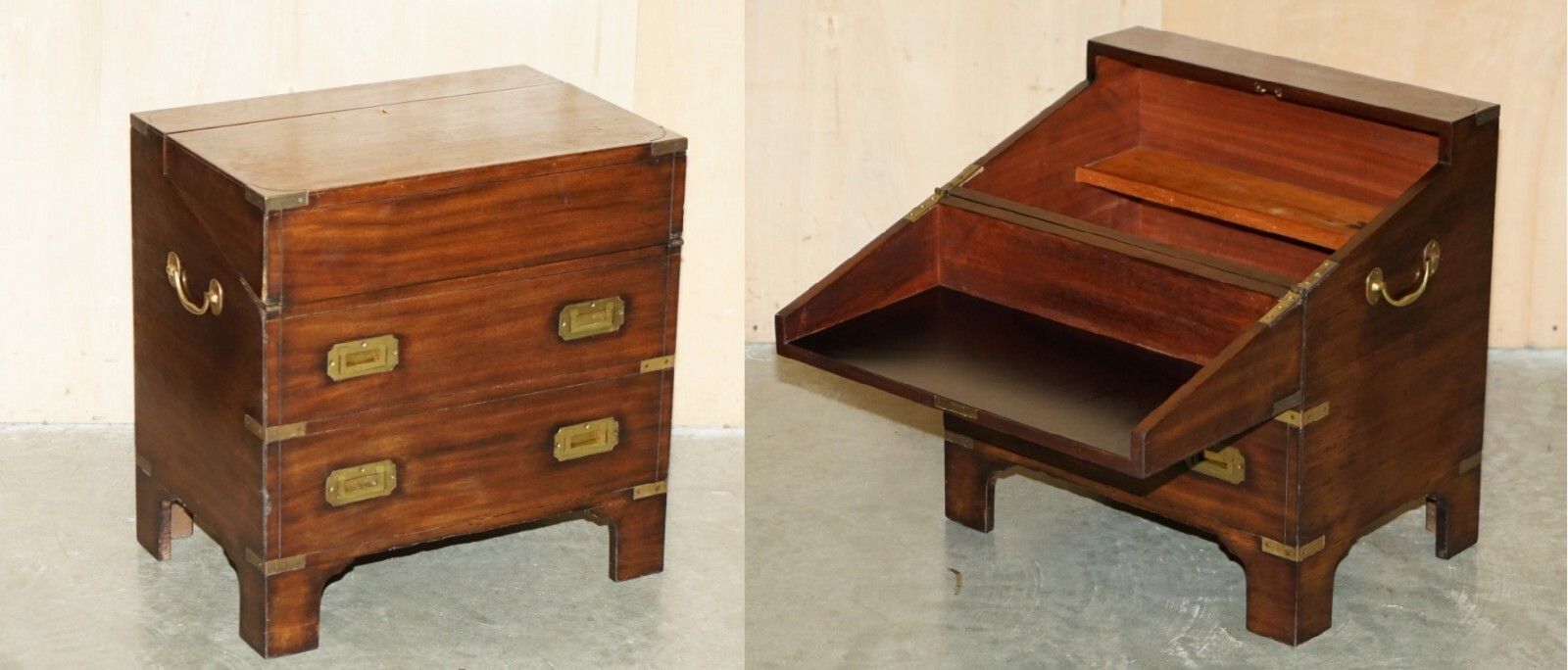 Fine Antique Victorian Mahogany Military Campaign Drinks Cabinet Hidden Inside