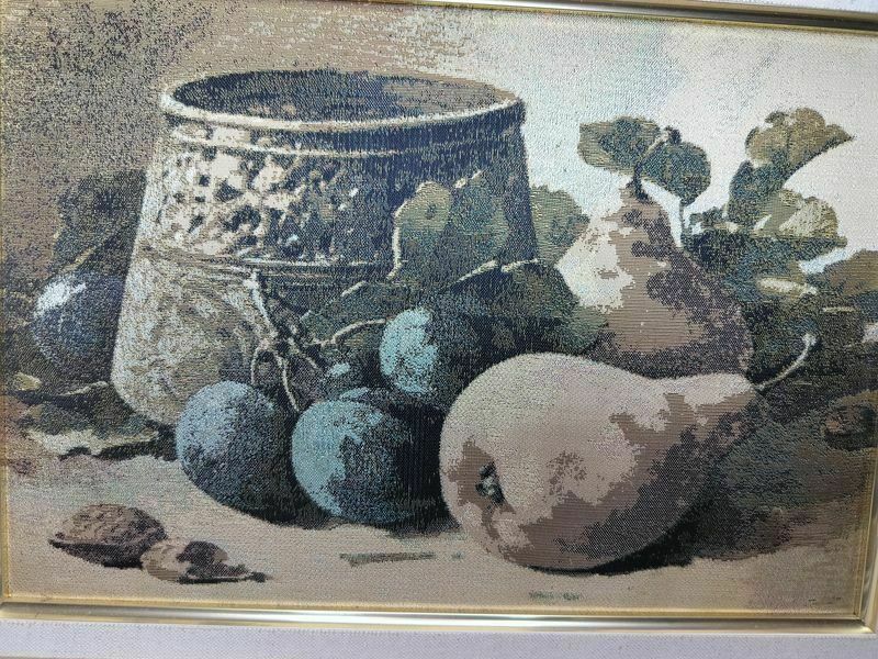 Vintage French Still Life Picture Of Pears & Plums photo furniture