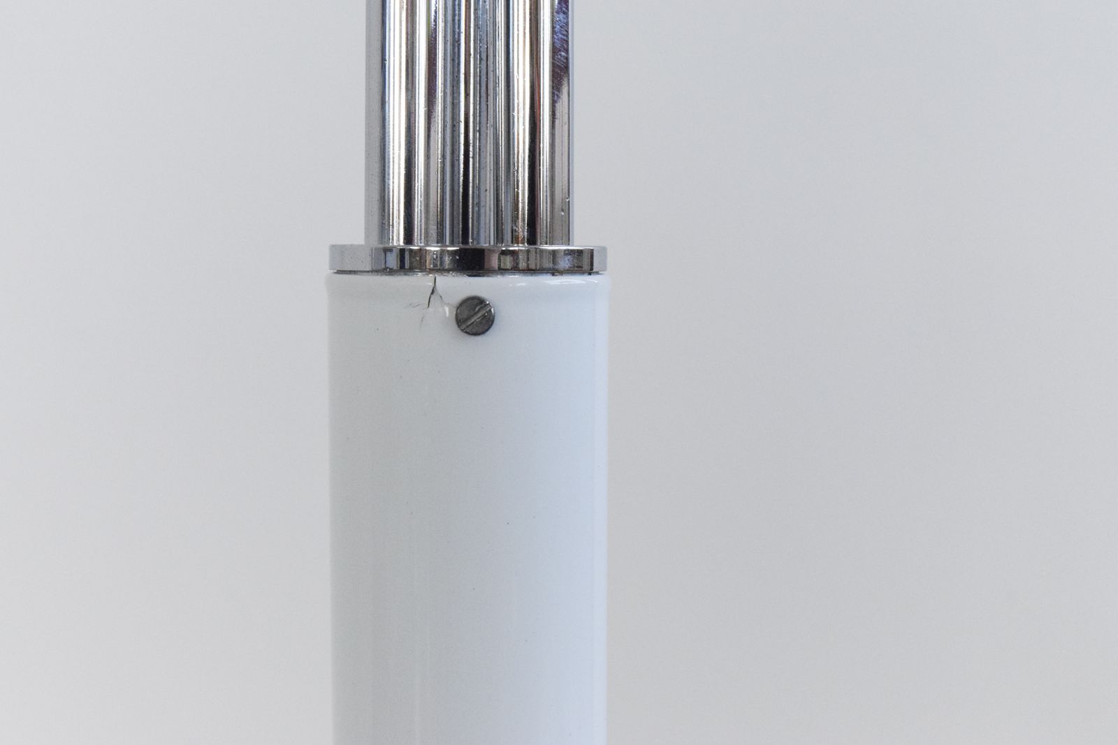 Vintage 1987 Ikea 'Harmoni' Chrome And Glass White Floor Lamp photo vinterior