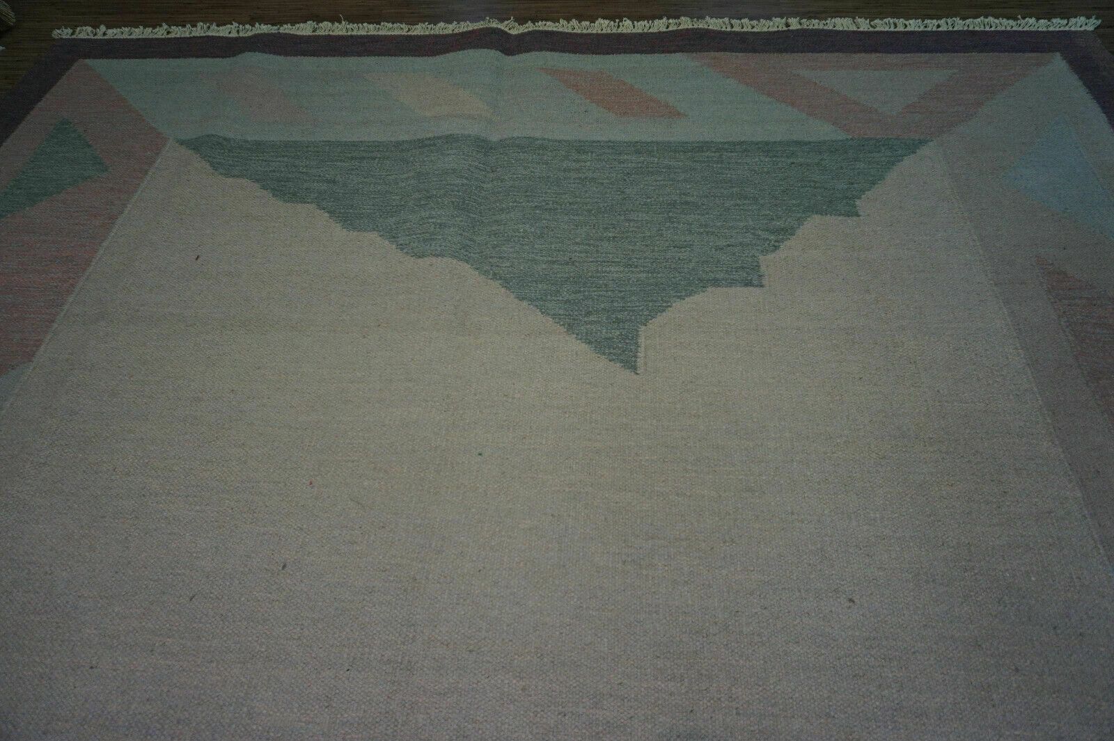 Handmade Vintage Indian Dhurrie Kilim Rug 8.4' X 9.6', 1970s photo 2000.0