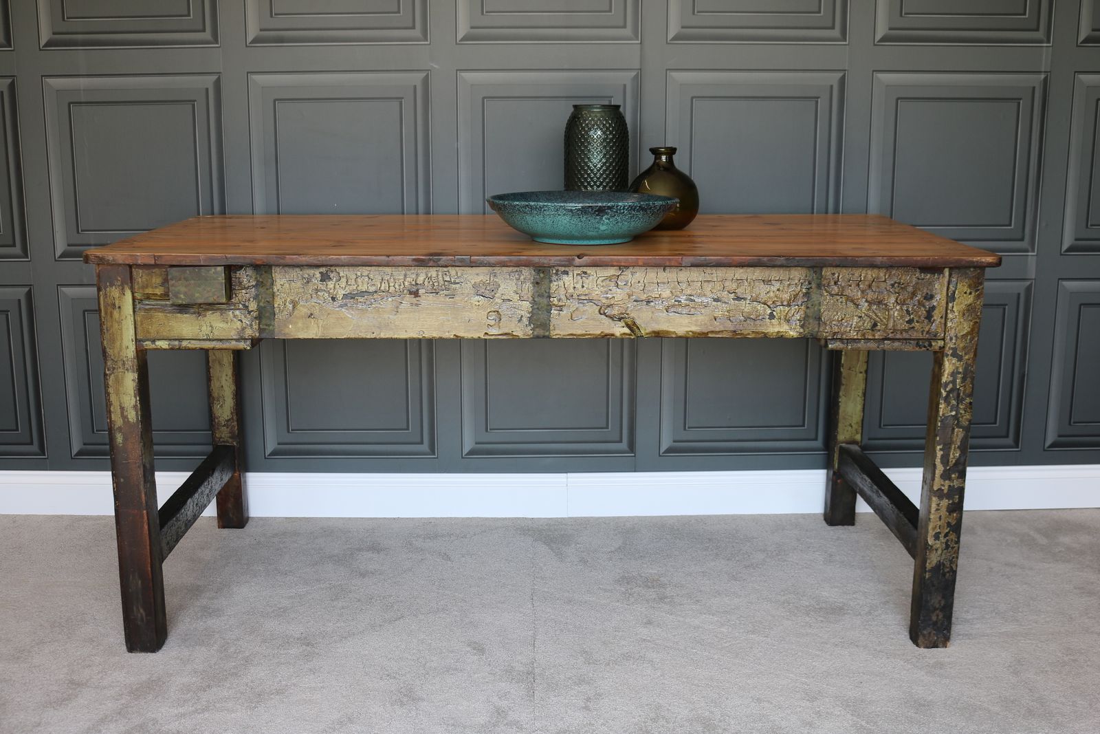 Rustic Farmhouse Table In Distressed Green photo buy