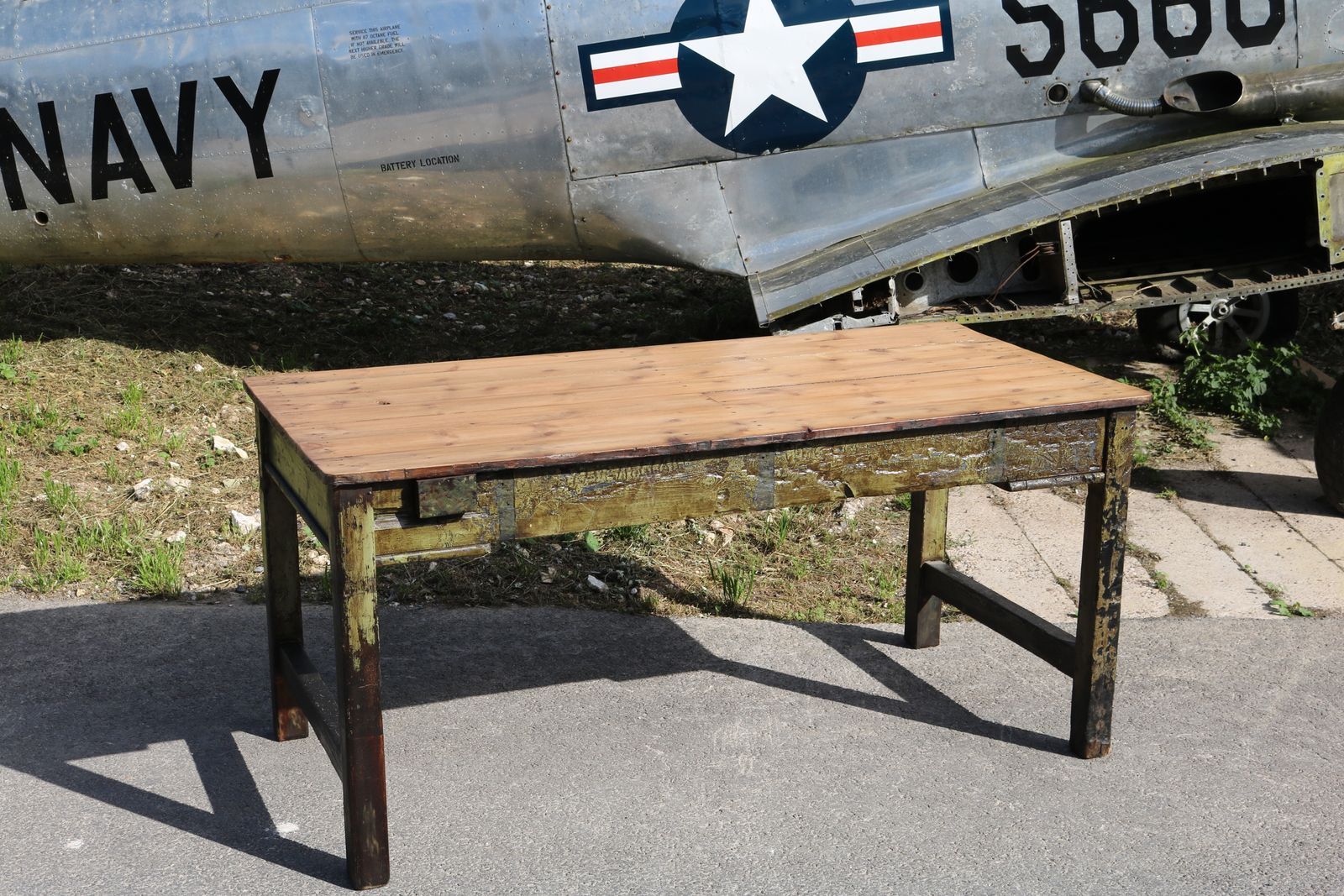 Furniture Rustic Farmhouse Table In Distressed Green photo
