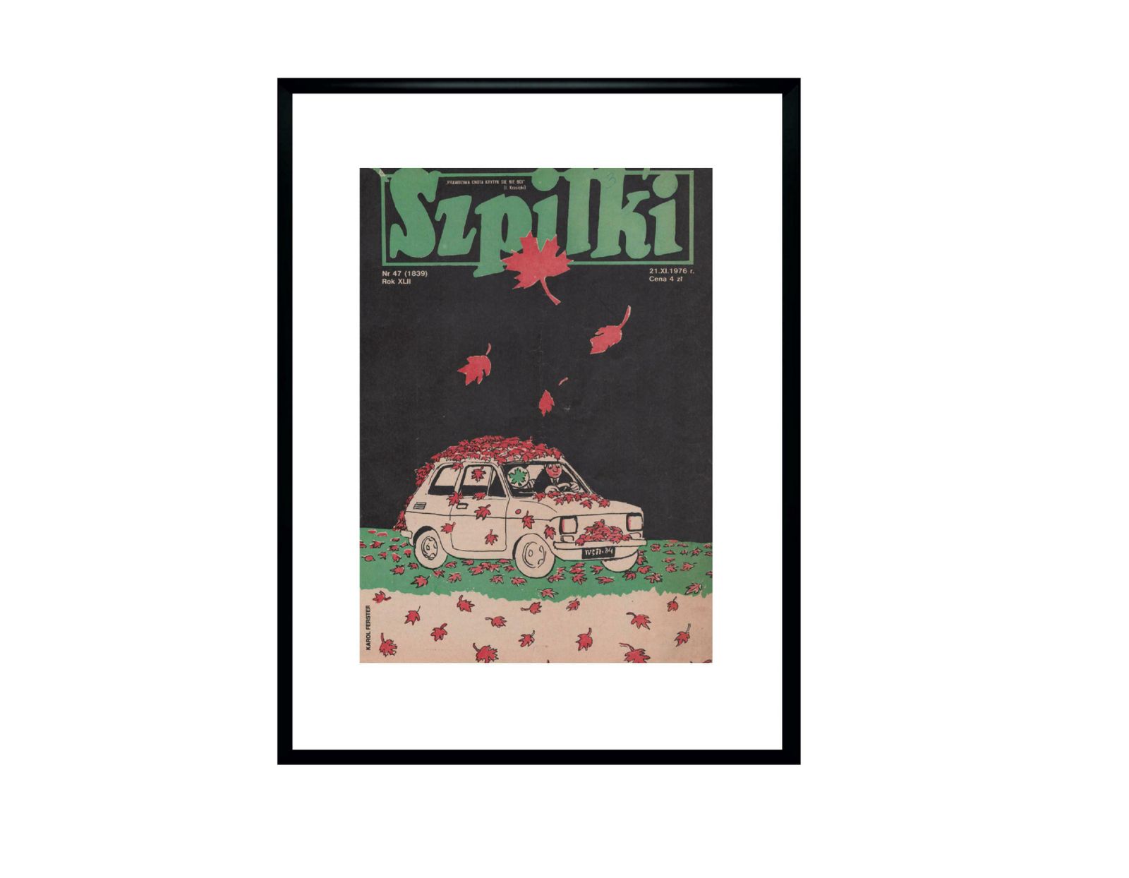 Framed Cover Of The Magazine Szpilki By Karol Ferster From November 21, 1976 photo furniture