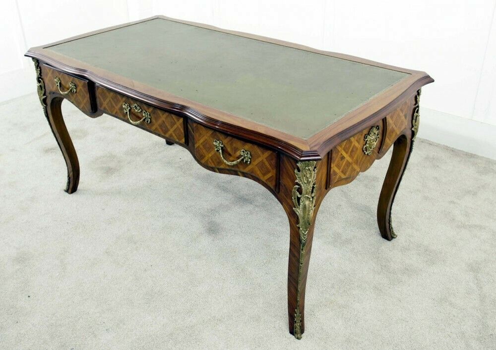 French Bureau Plat Desk Antique Parquetry Writing Table Napoleon III photo Furniture