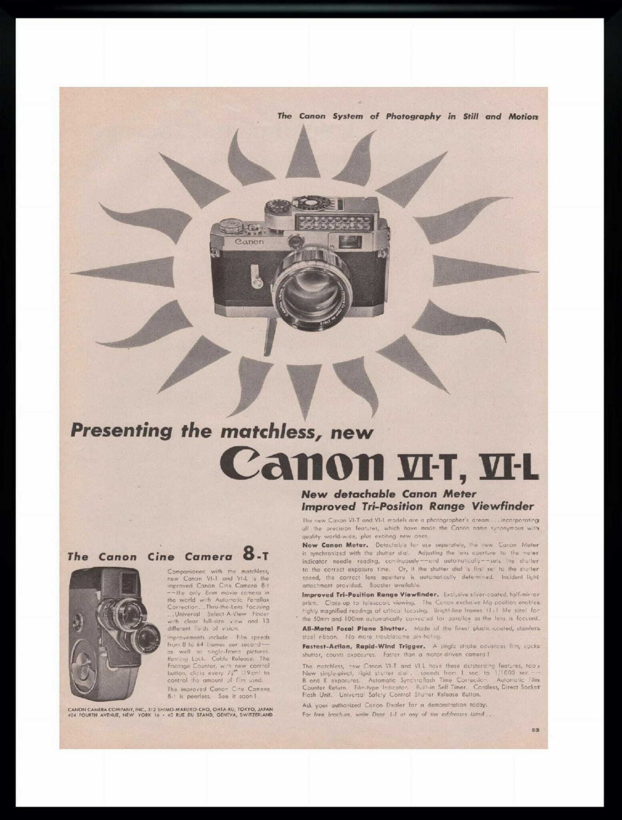 American Advertisement For The Canon Cine Camera 8 T, 1954 photo furniture