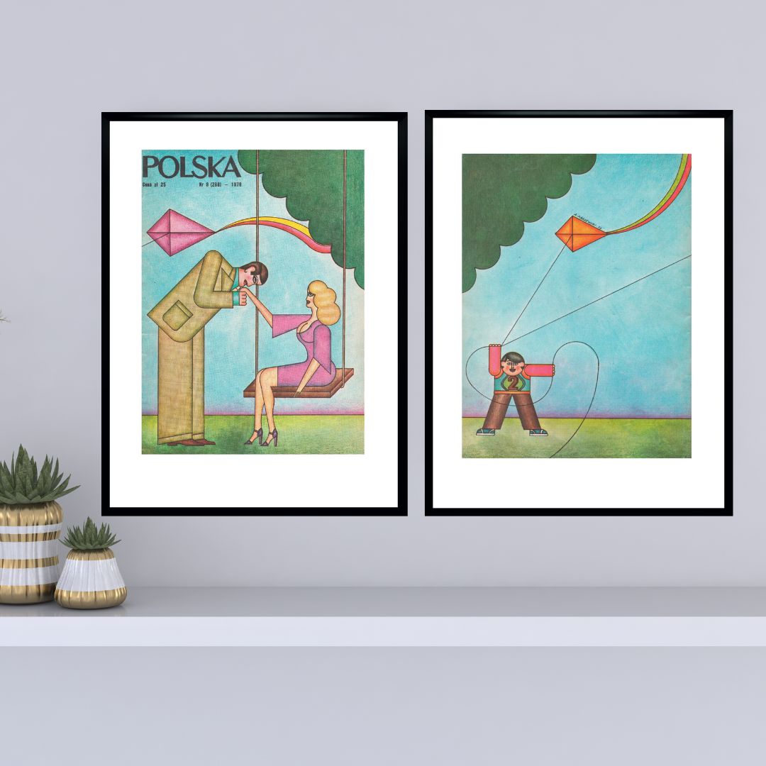 Two Framed Covers Of Polska Magazine, "Bonjour Madame", Author. Andrzej Krajewski 1978