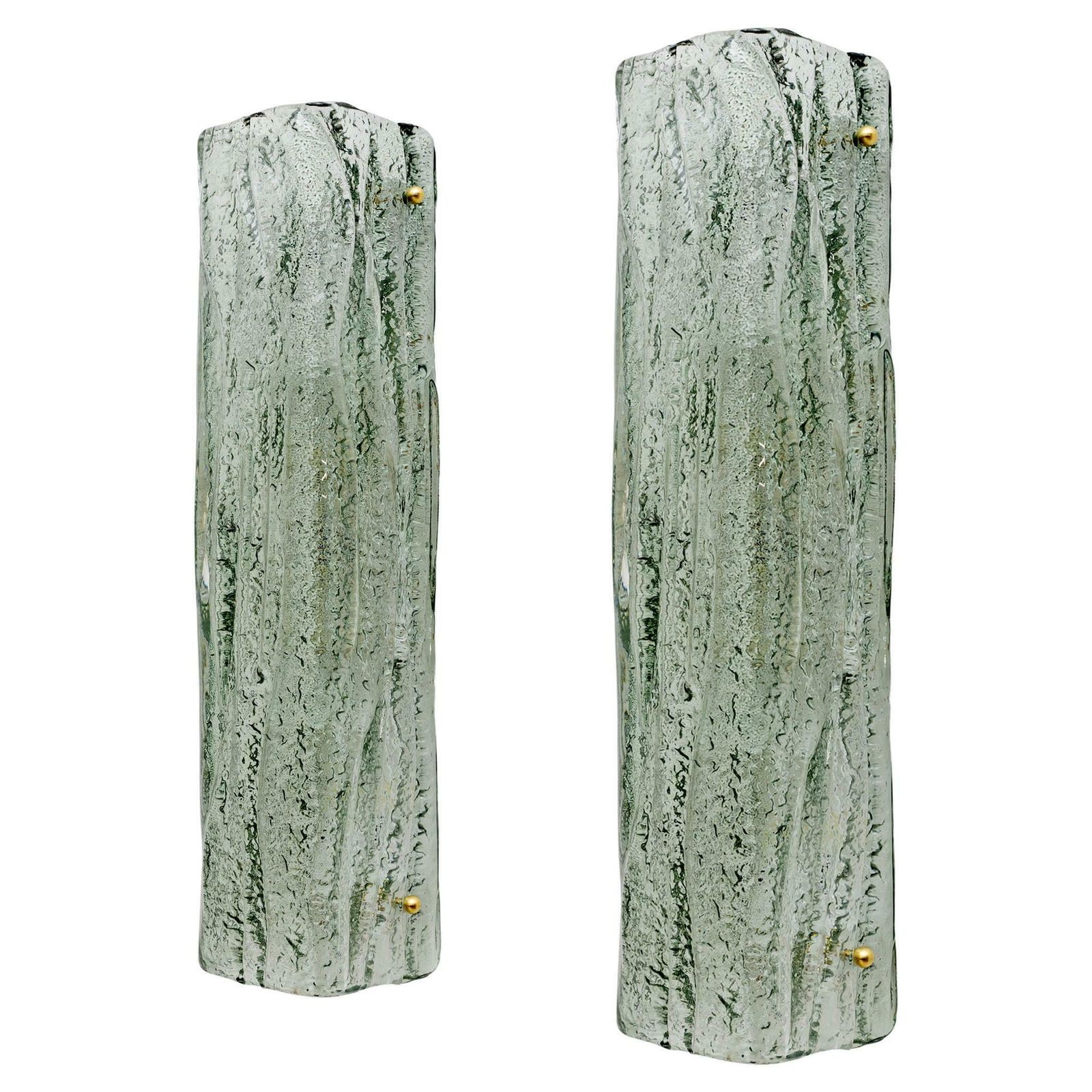 Pair Of Mazzega Style Aquamarine Murano Glass Sconces