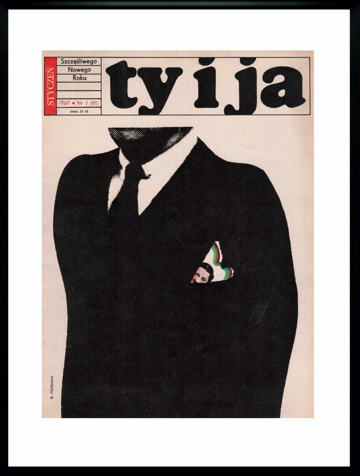 Framed Cover Of The Monthly Magazine Ty I Ja, 01/1967, Author: Roman Cieślewicz