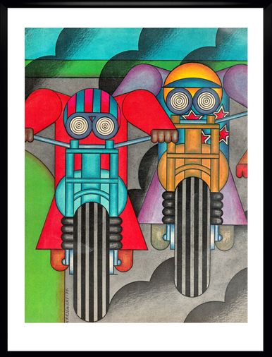 Two Framed Covers Of Polska Magazine, "Motorcycle Racing", Author. Andrzej Krajewski 1972 photo for sale