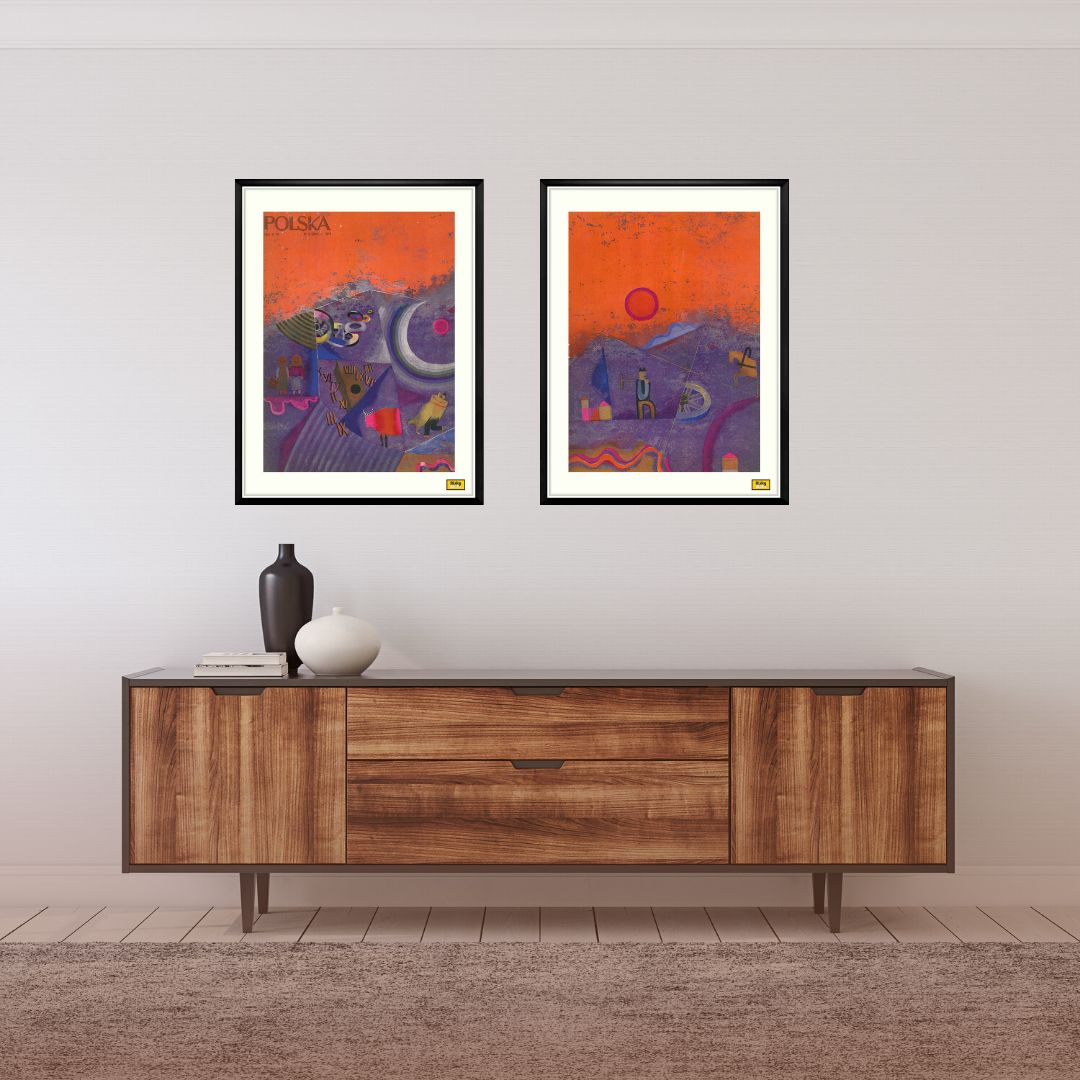 Two Framed Covers Of Polska Magazine, "Departing Balladyny", Author. Antoni Boratyński 1971