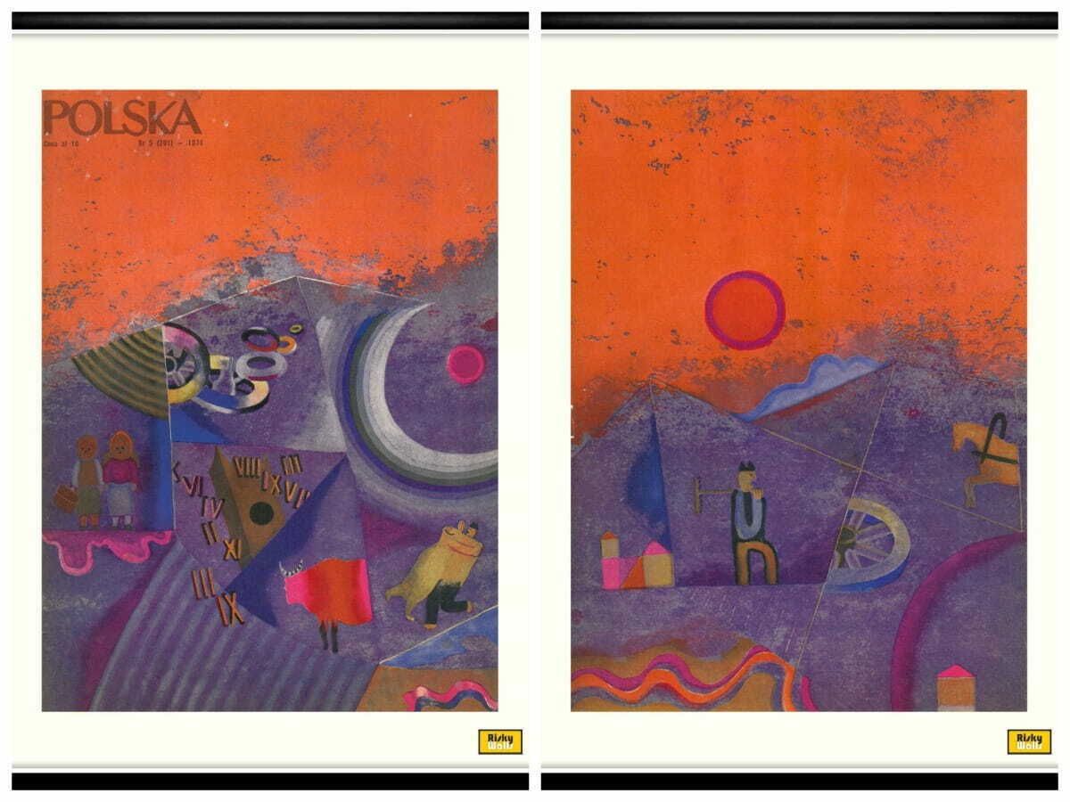 Two Framed Covers Of Polska Magazine, "Departing Balladyny", Author. Antoni Boratyński 1971 photo furniture