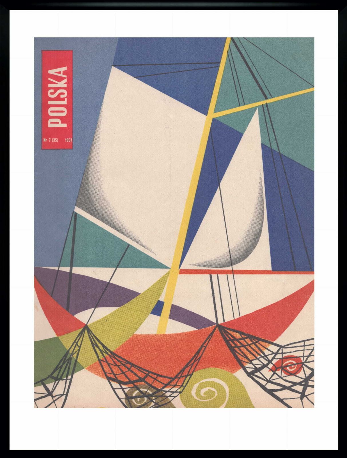Two Framed Covers Of Polska Magazine, "łódki", Author. Piotr Baro, 1957 photo furniture