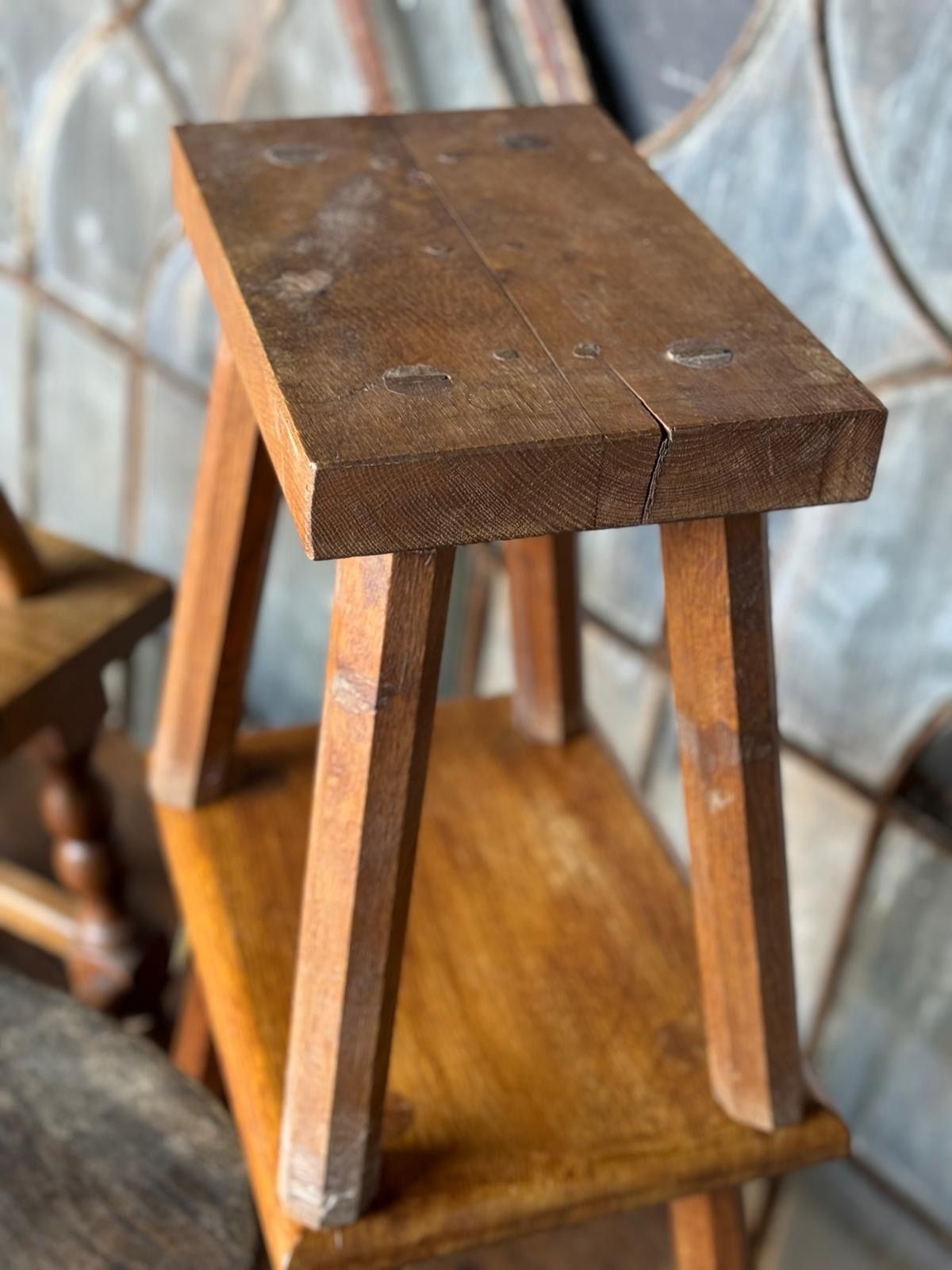 Collection Of 10 Antique Stools For Farmhouse Tables photo vinterior