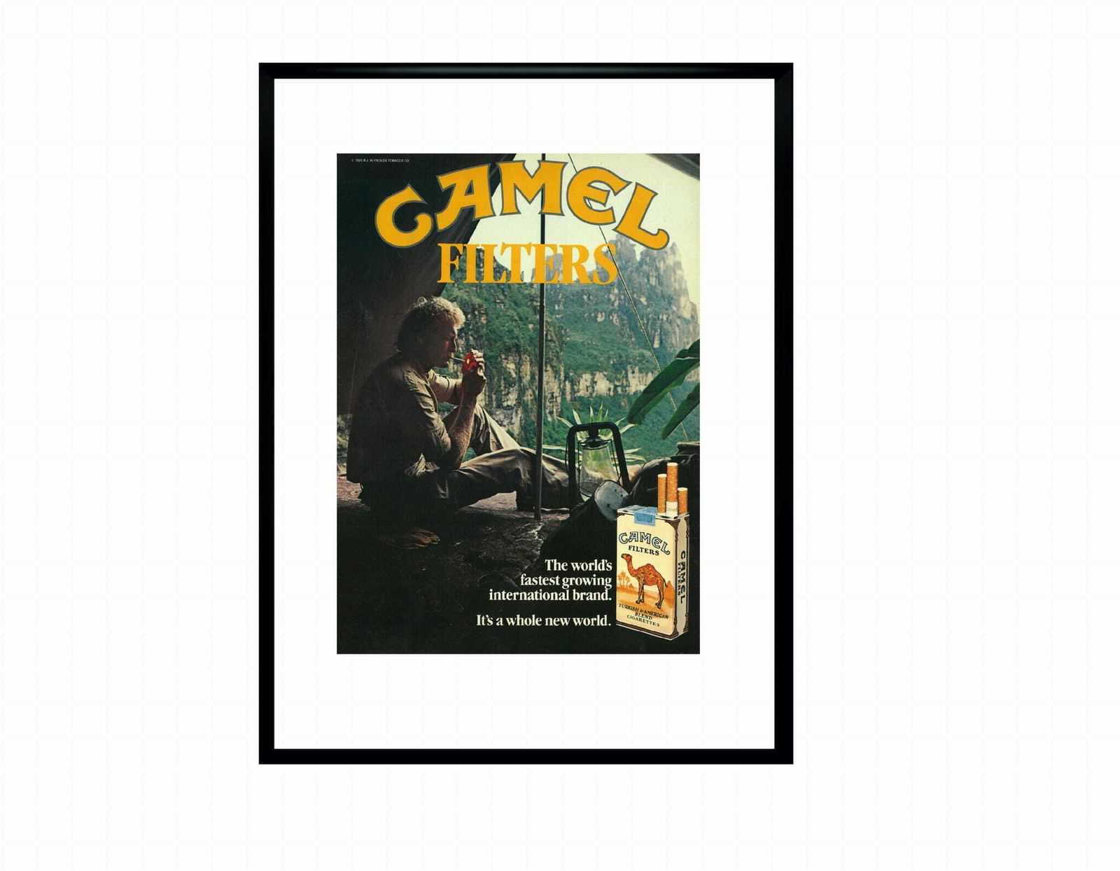 Framed Advertisement For Camel Filters Cigarettes photo furniture