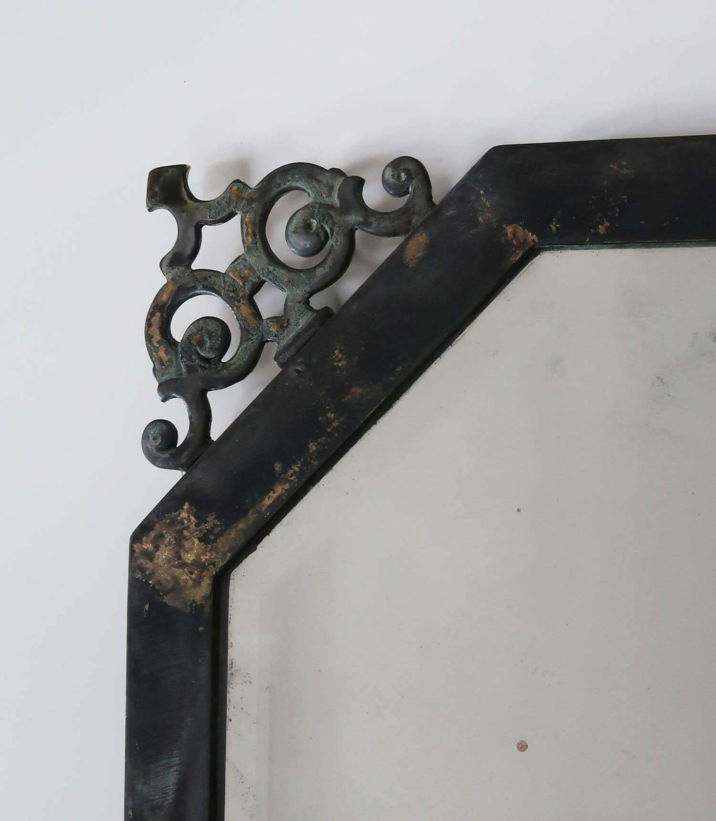 Antique Brass Renaissance Style Bevel Edged Wall Mirror, English, C.1910 photo buy