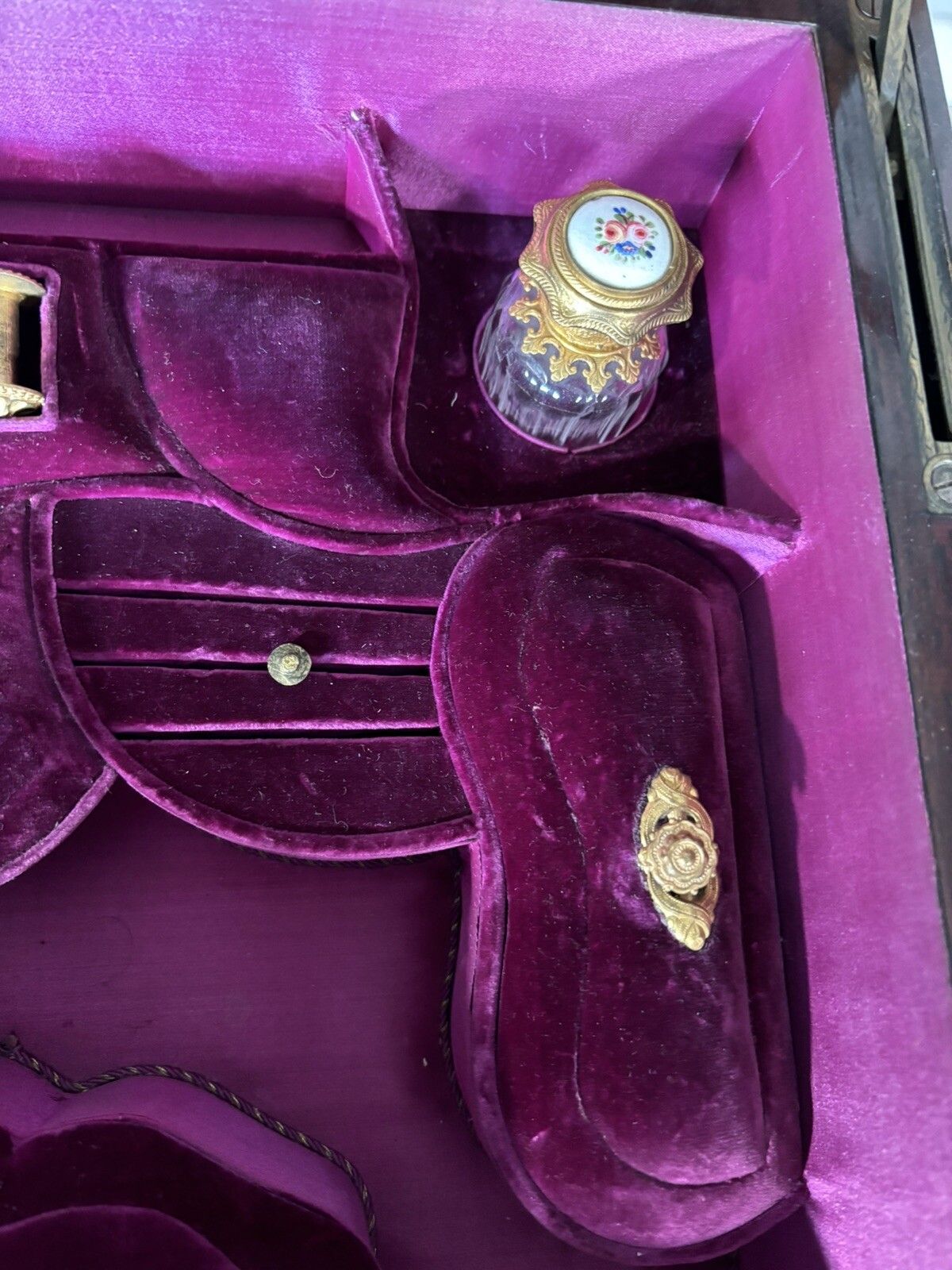 An Exceptional Quality Rosewood And Kingswood Ladys Vanity Set photo vintage