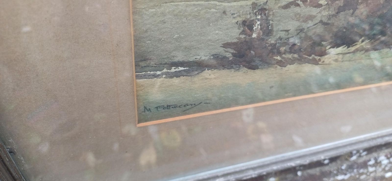 Original Art Early To Mid 1900s Original Water Colour By Madeline Pothecary, Possible Sussex Or Kent. Framed In Mid Century Wooden Glazed Frame photo vintage