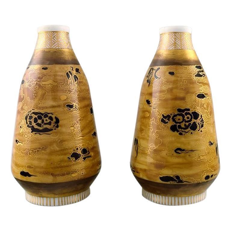Theodor Larsen For Royal Copenhagen, A Pair Of Porcelain Vases, Japanism
