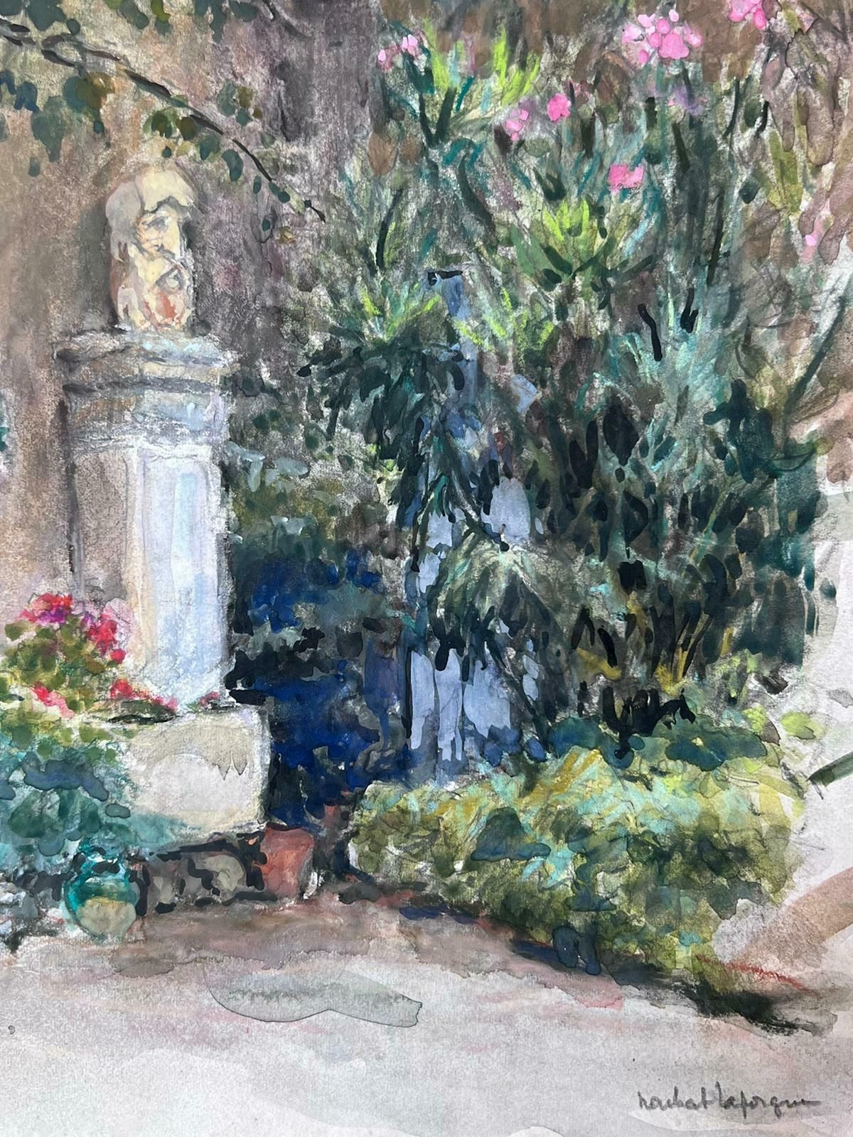 Jean Laforguethe Chateau Flower Garden Vintage French Impressionist Signed Painting photo 608.0