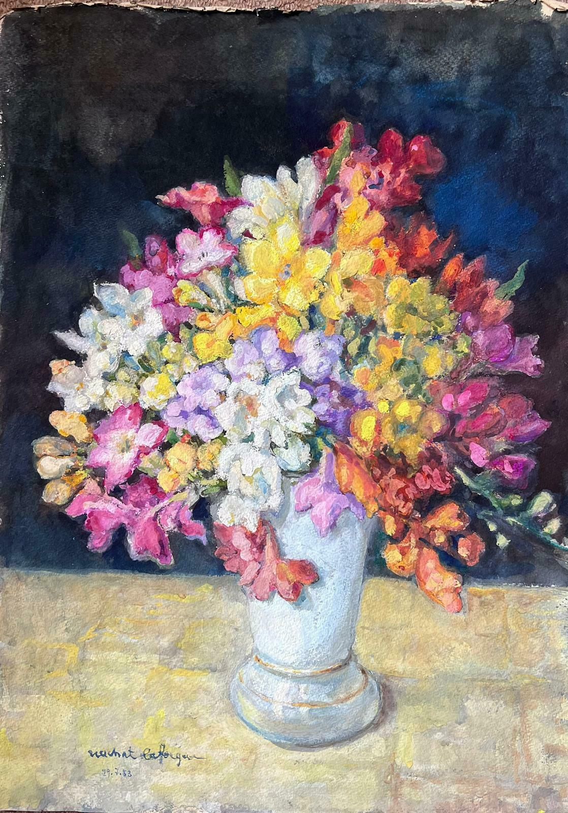 Jean Laforguebloom Floral Display Mid 20th Century French Post Impressionist Signed Painting1953 photo Art