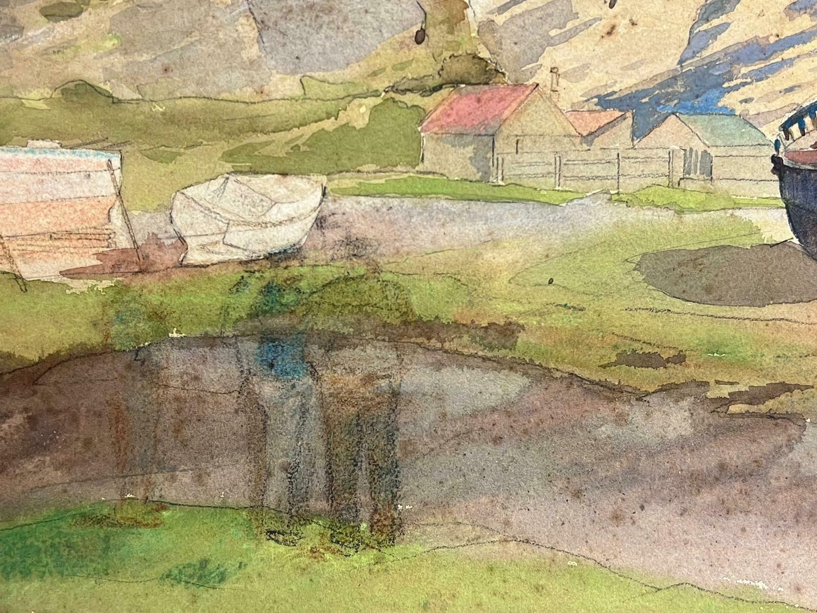 Frank Duffieldbeached Wreck Of A Boat Coastal Scene British 20thc Impressionist Painting Mid 20th Century photo furniture