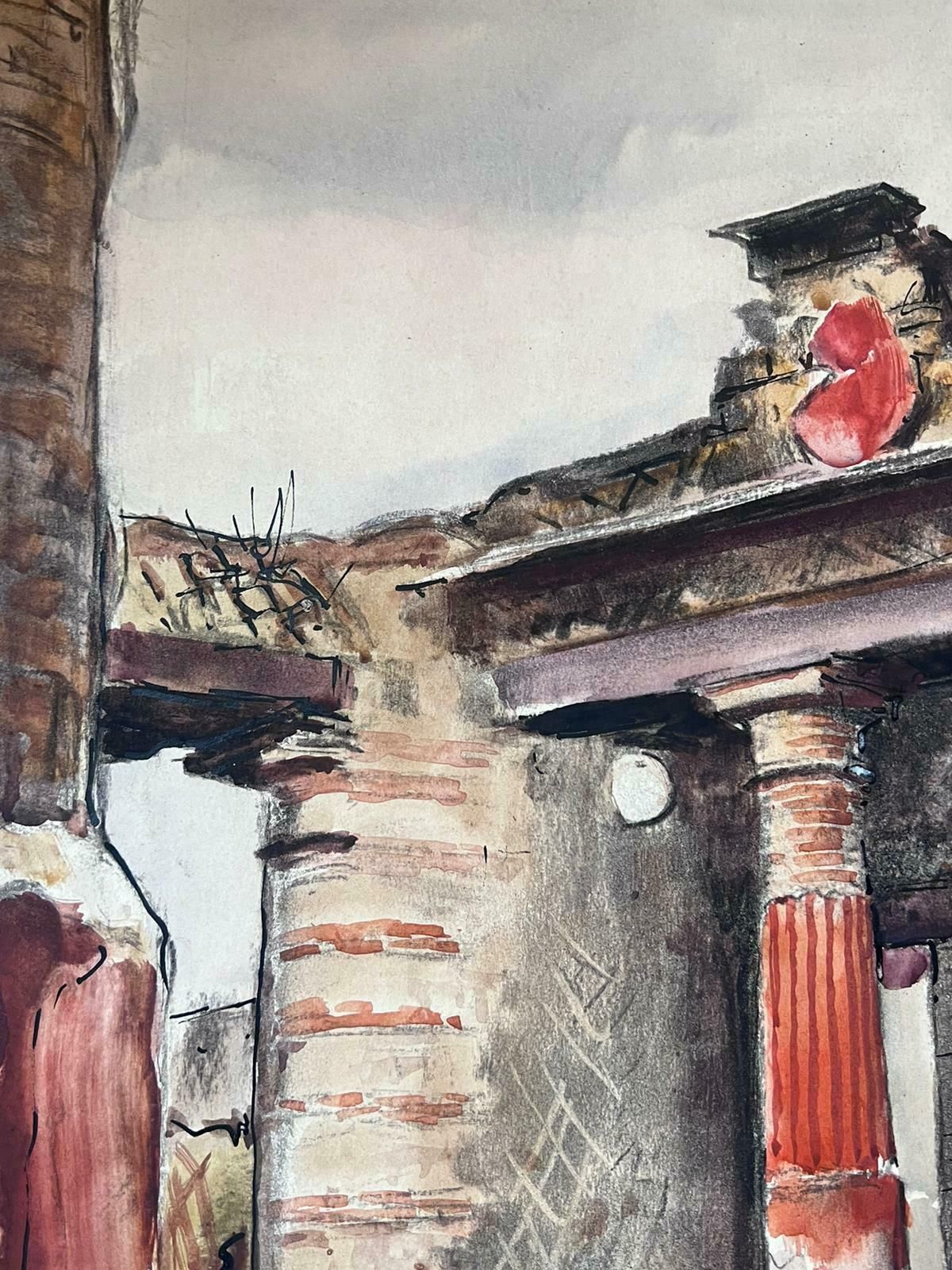 Jean Laforgueold Roman Baths & Buildings Red Villa Signed French Impressionist Painting photo for sale
