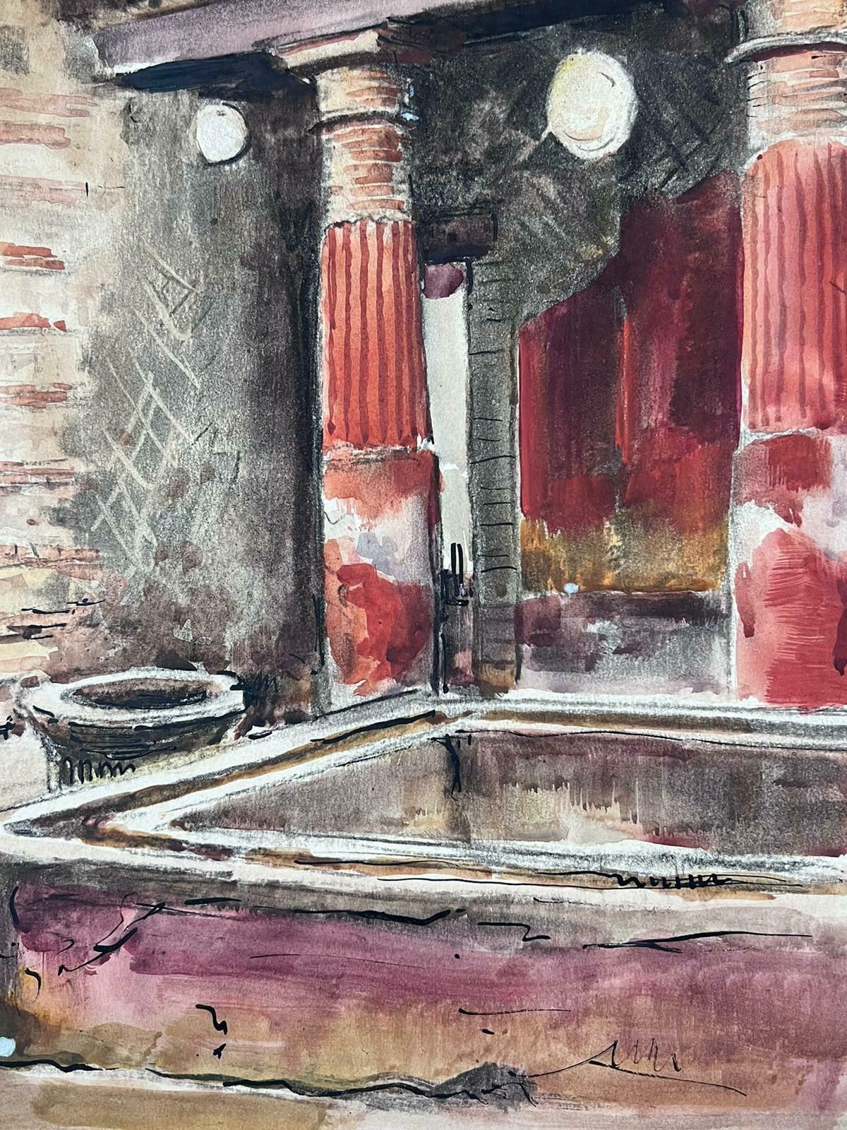 Jean Laforgueold Roman Baths & Buildings Red Villa Signed French Impressionist Painting photo 608.0