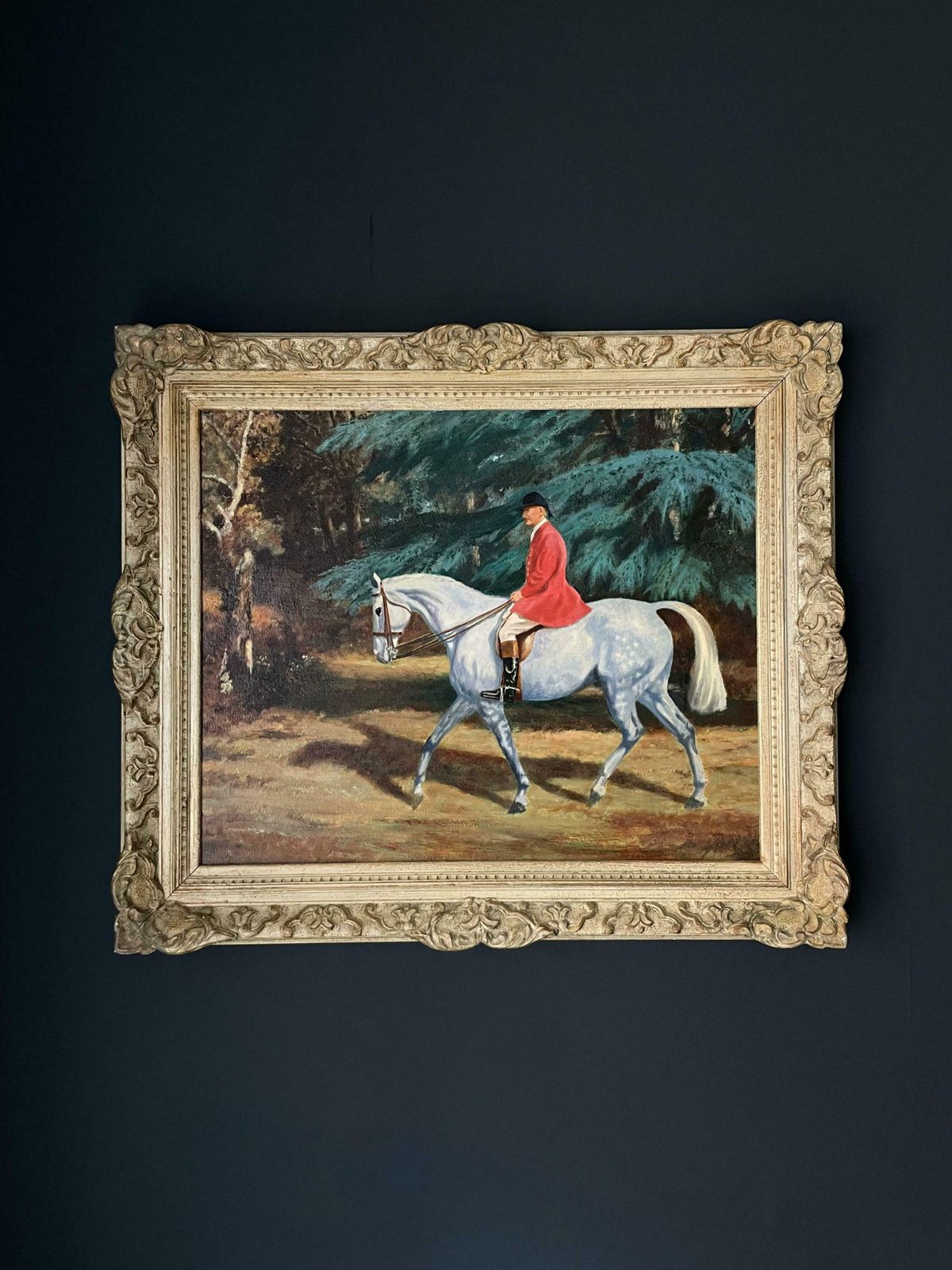 John Renneybritish Hunting Scene Oil Painting Master Of The Fox Hounds On Horsebackc. 1970's photo furniture