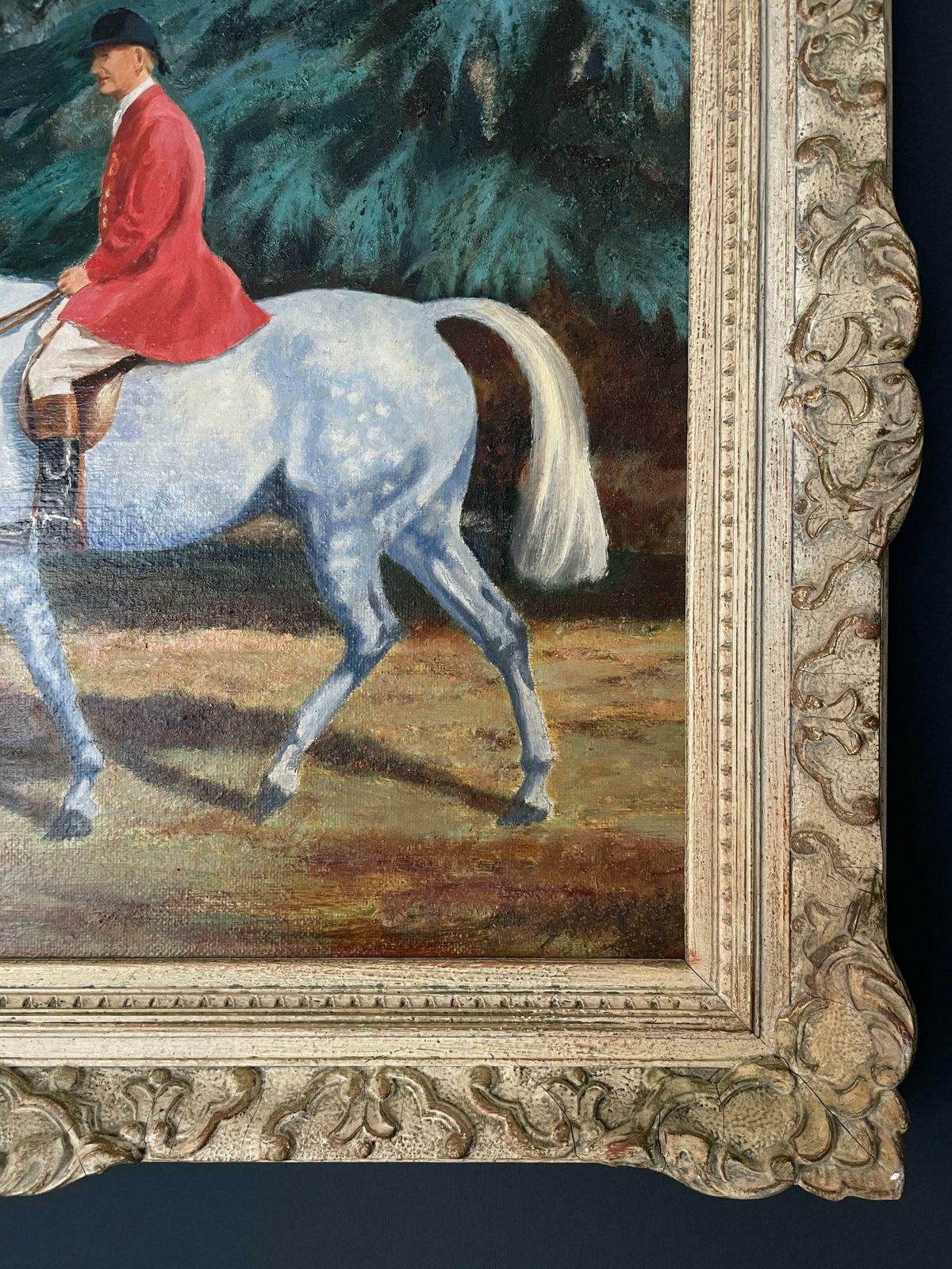 John Renneybritish Hunting Scene Oil Painting Master Of The Fox Hounds On Horsebackc. 1970's photo Art