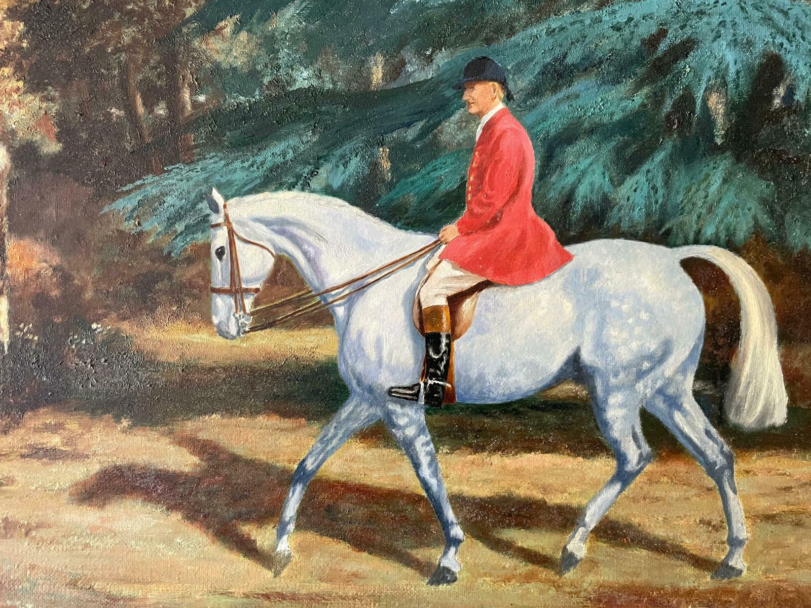 John Renneybritish Hunting Scene Oil Painting Master Of The Fox Hounds On Horsebackc. 1970's photo 1787.0