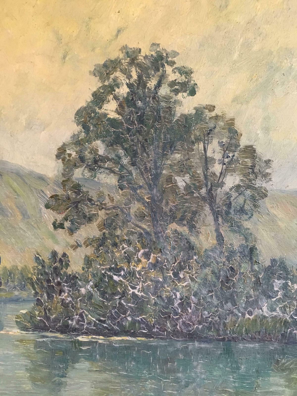 Unknownview Of The Lake, French Impressionist Landscape, Oil Painting, Signedc.1920s photo for sale