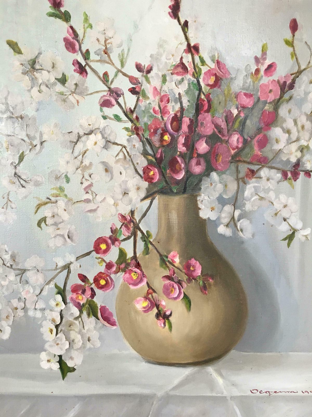 Unknown'bouquet De Fleurs' Impressionist Still Life Of Flowers, Signed Oil Painting1949