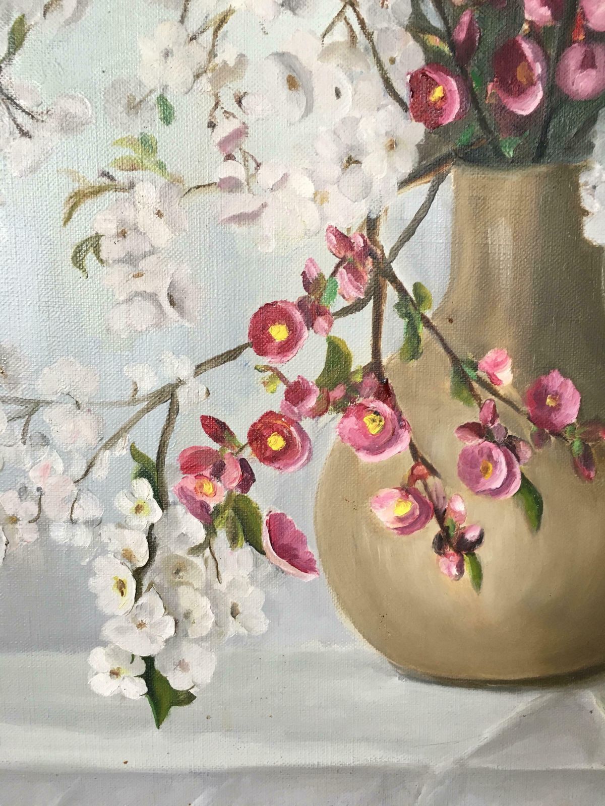 Unknown'bouquet De Fleurs' Impressionist Still Life Of Flowers, Signed Oil Painting1949 photo Art