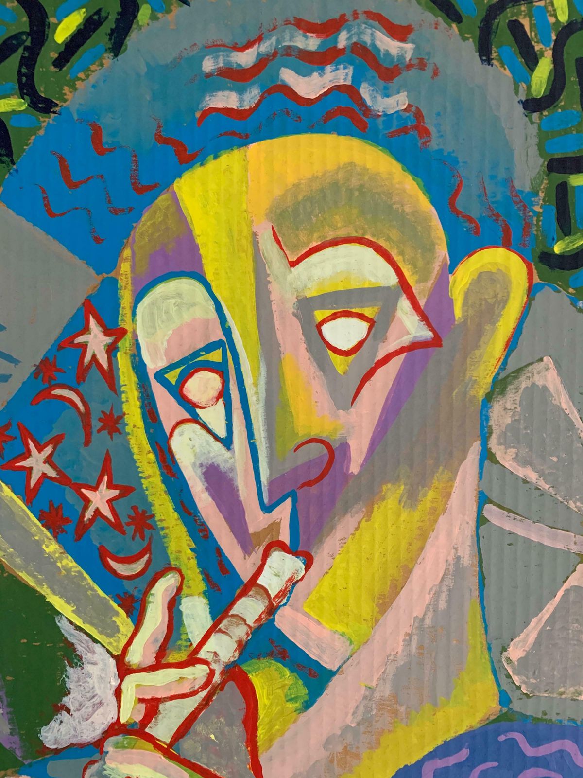 Unknownfrench Cubist Abstract 1970's Painting   Strong Fauvist Color Palettec. 1970's photo 1022.0