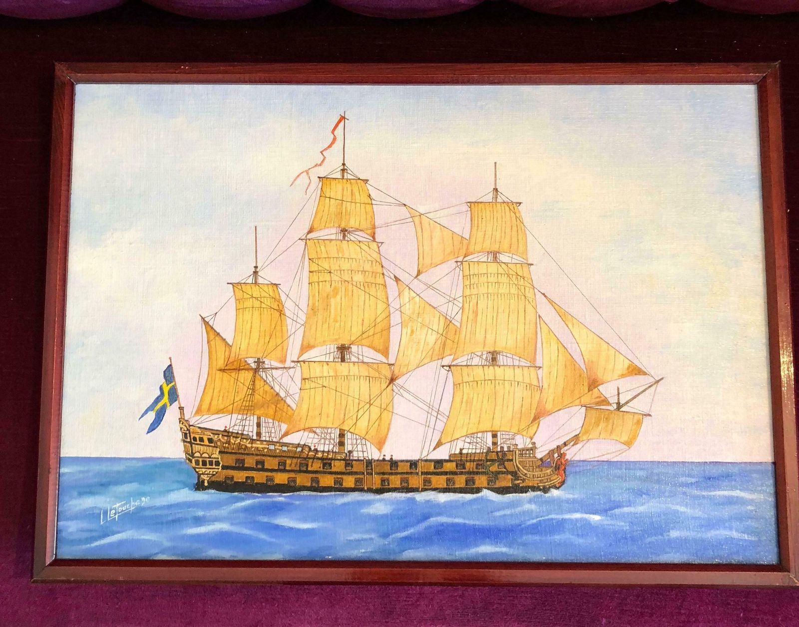 Louis Letouchegota Lejon, Signed Oil Paintingc. 1982 photo furniture