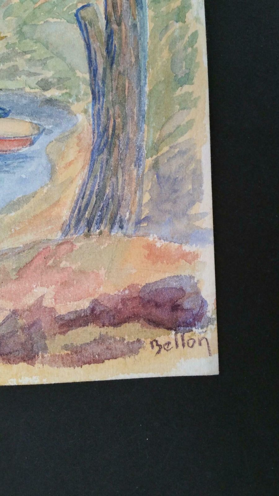 Louis Bellonprovence Boats Landscape Post Impressionist Signed 1940's Paintingc. 1940s photo 689.0