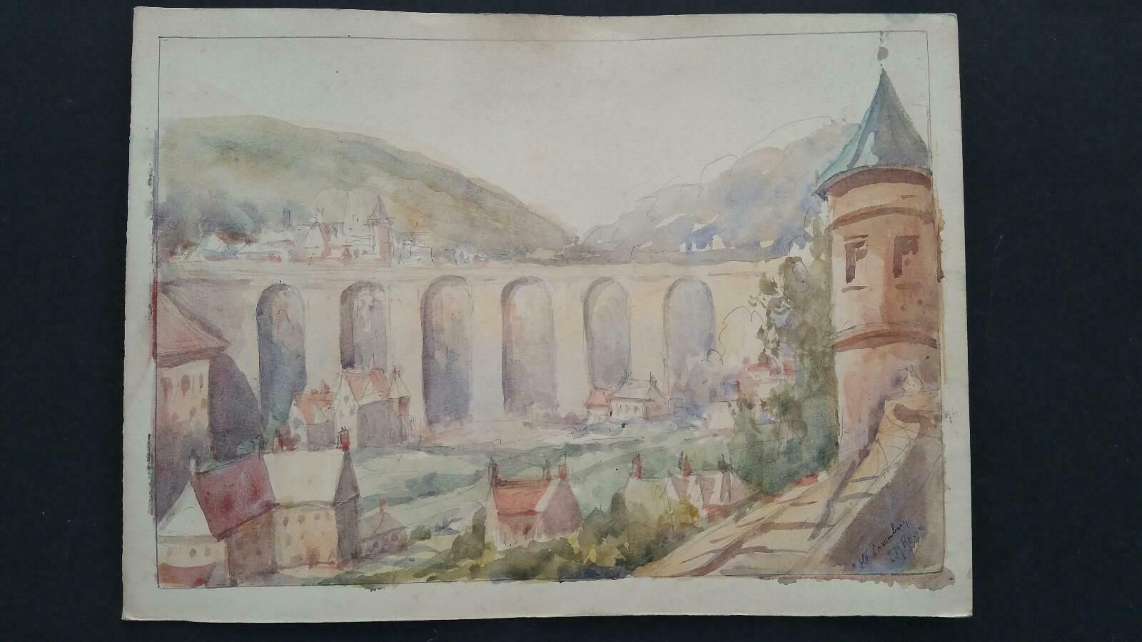 Leonard Machin Rowemid 20th Century, Old Luxembourg, La Passerelle And Ramparts1950's photo furniture