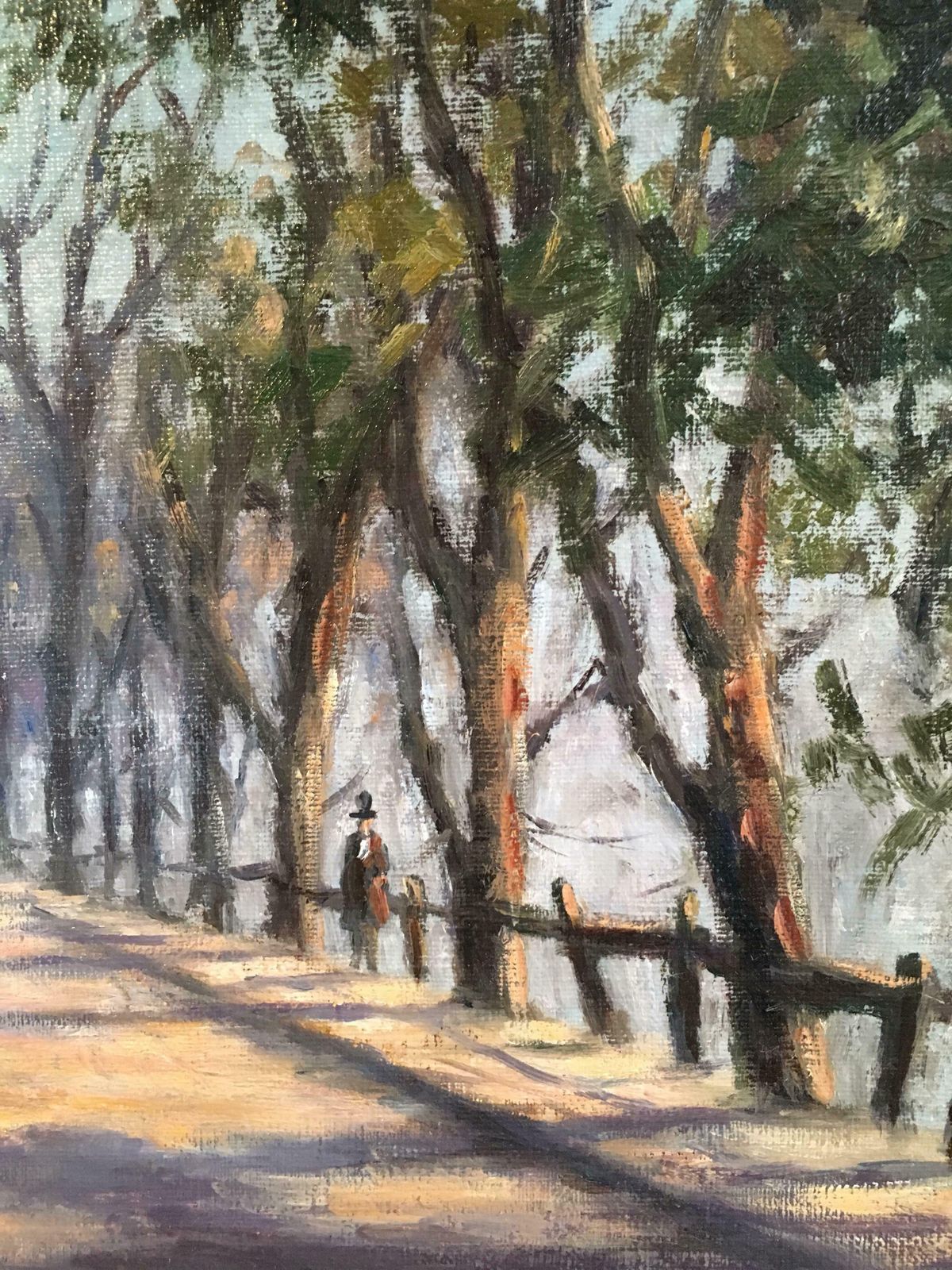 Anthony Hedgesdappled Light, Impressionist City Scene, Signed Oil Paintingc. 1980's photo Art