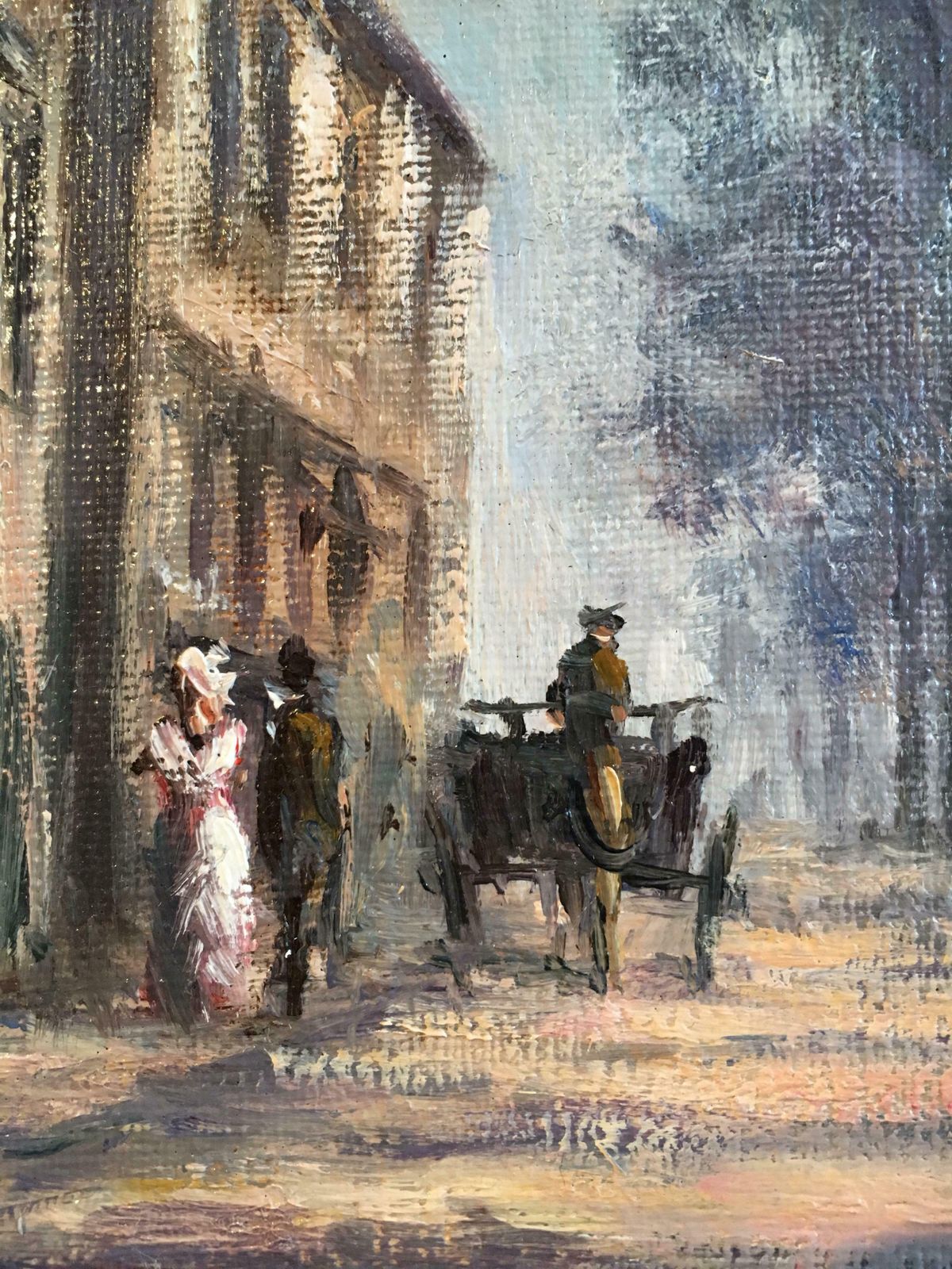 Anthony Hedgesdappled Light, Impressionist City Scene, Signed Oil Paintingc. 1980's photo vinterior