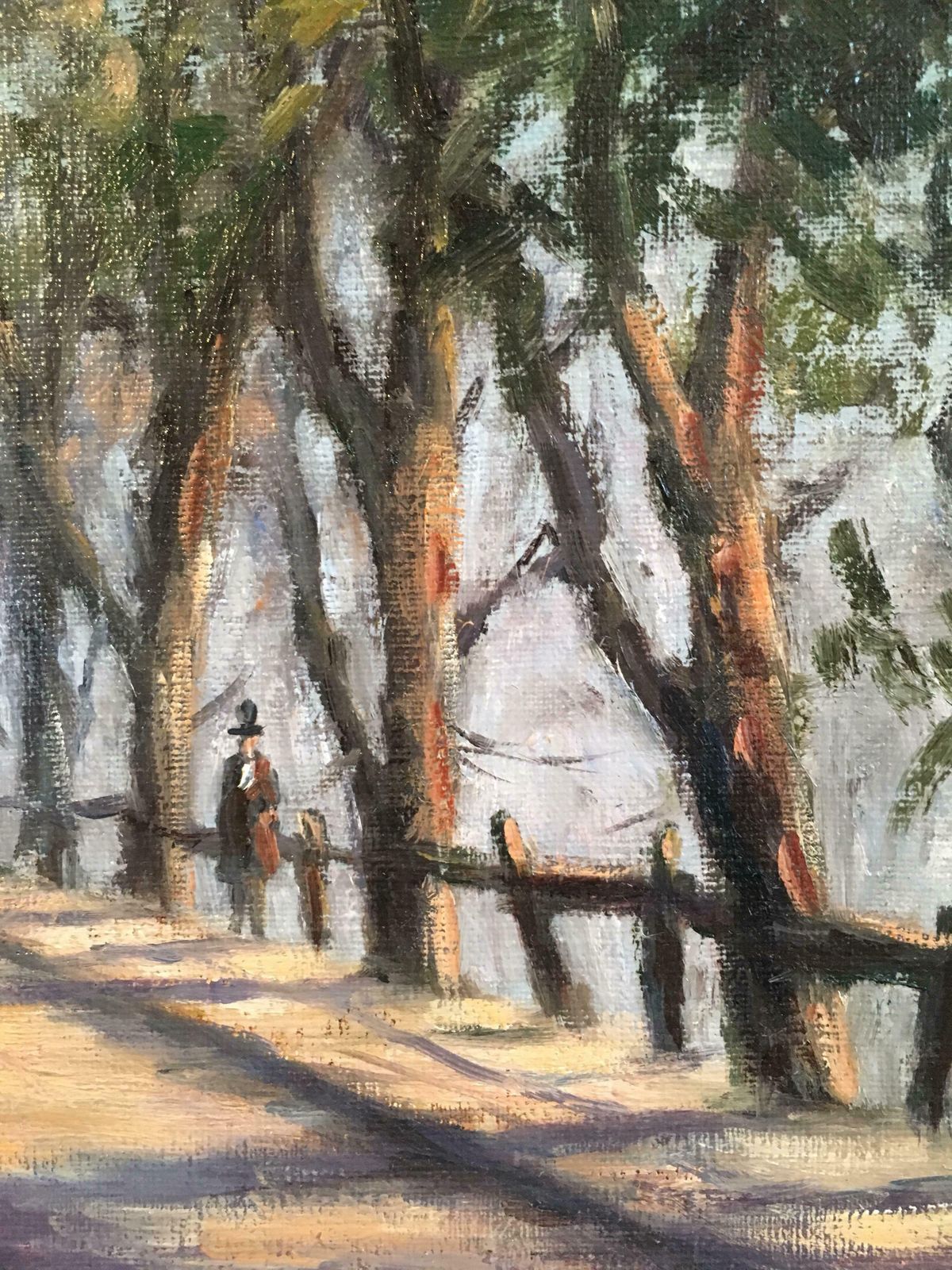Anthony Hedgesdappled Light, Impressionist City Scene, Signed Oil Paintingc. 1980's photo vintage