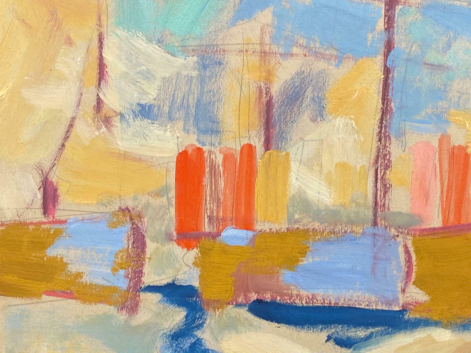Elisabeth Hahn20th Century German Modernist Oil Painting Beautiful Harbour Colors20th Century photo furniture
